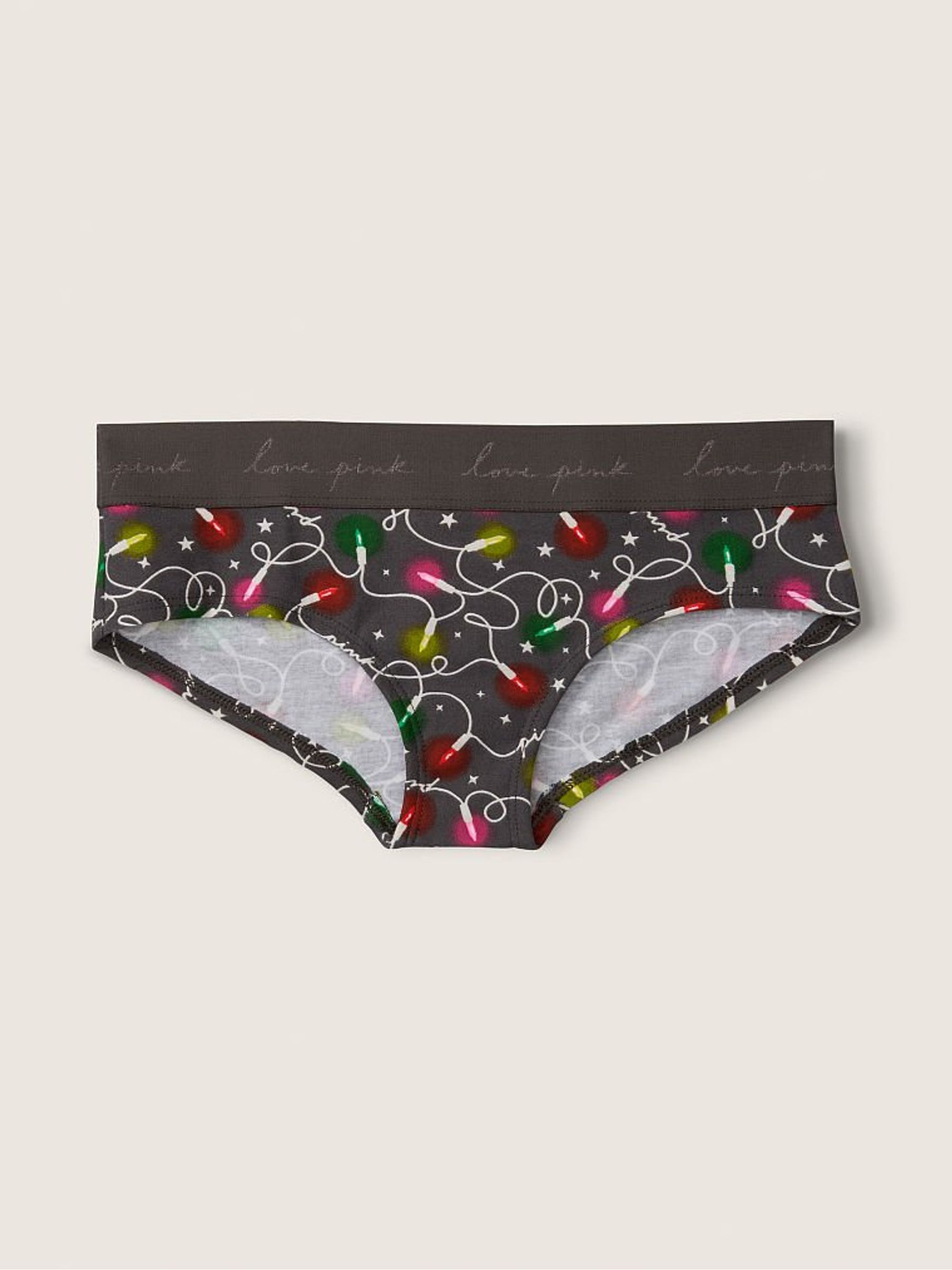 Charcoal Grey Christmas Lights Cotton Logo Hipster Knicker - Image 1 of 1 Charcoal Grey Christmas Lights Cotton Logo Hipster Knicker - Image 1 of 1