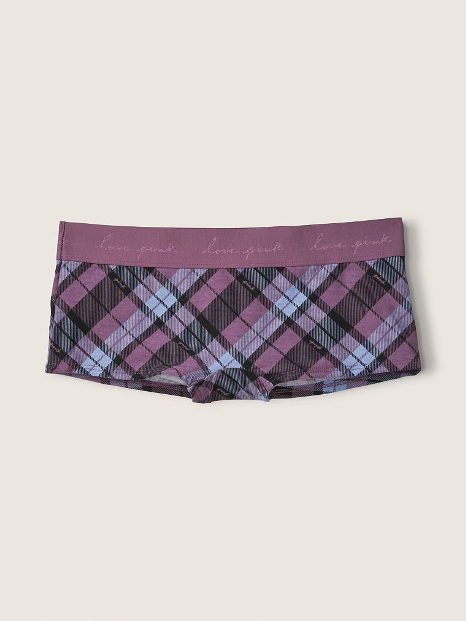 Purple Check Cotton Logo Short Knickers - Image 1 of 1