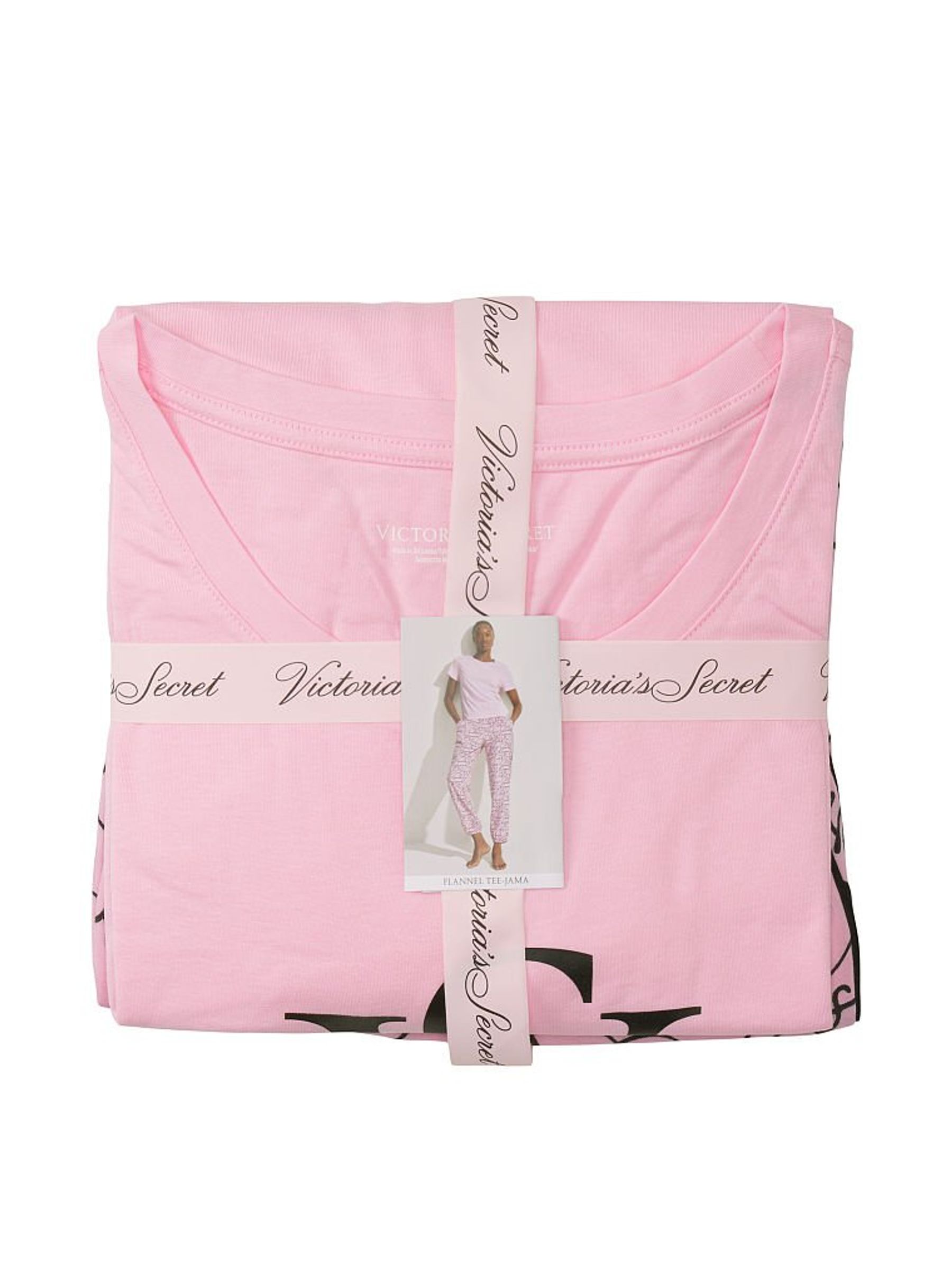 Flora Pink Script Short Sleeve T-Shirt Flannel Pyjamas - Image 4 of 4