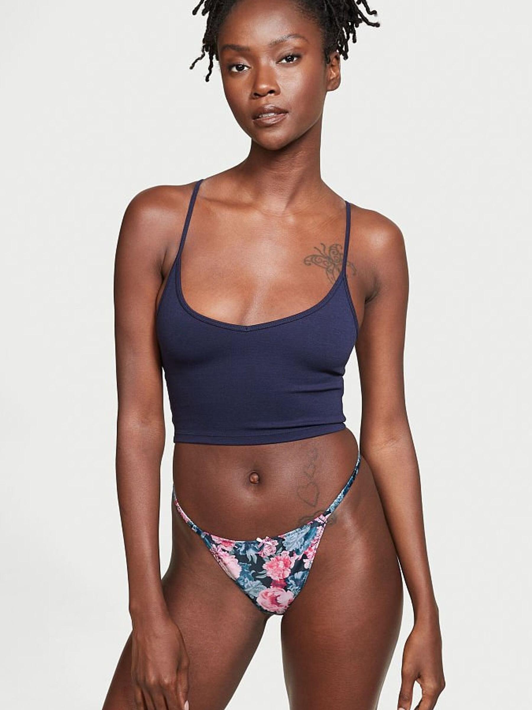 Bloom Print Satin Bow G String Panty - Image 1 of 4