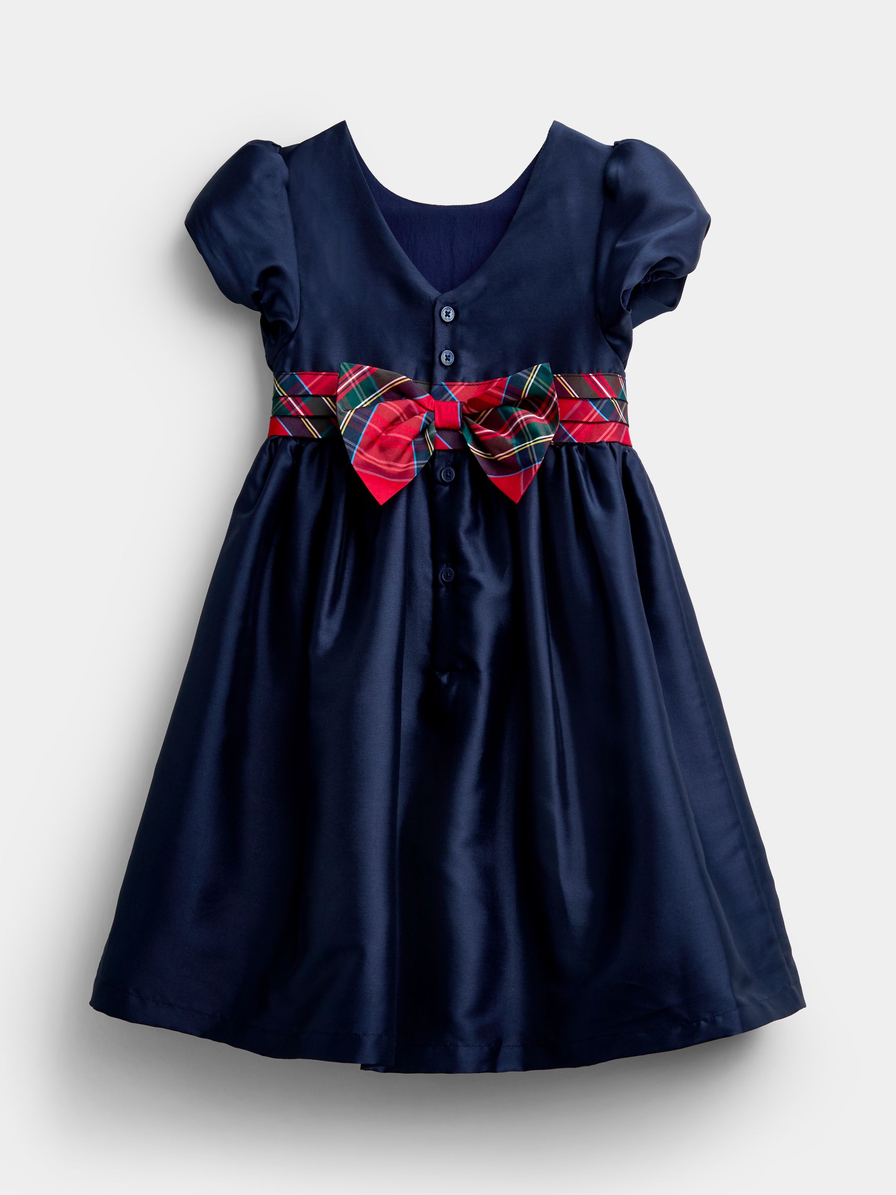 Red Taffeta & Check Bow Party Dress - Image 2 of 4 Red Taffeta & Check Bow Party Dress - Image 2 of 4