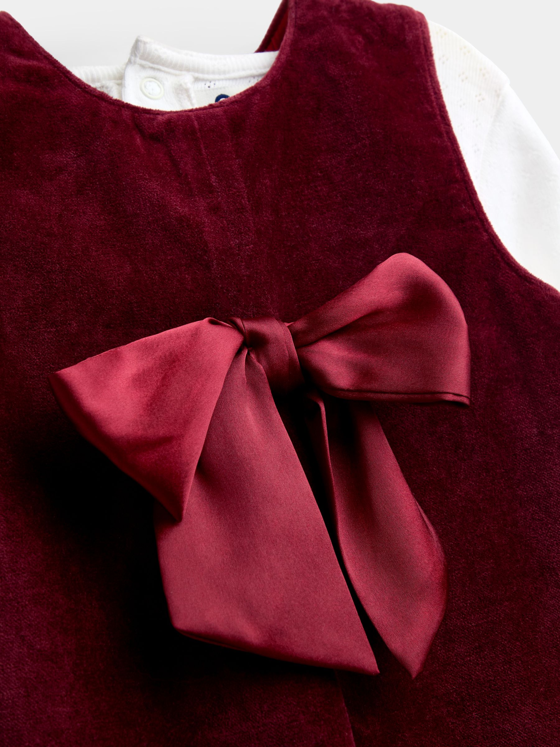 Burgundy Red Christmas Bow Pinny Dress & Top Set - Image 6 of 6