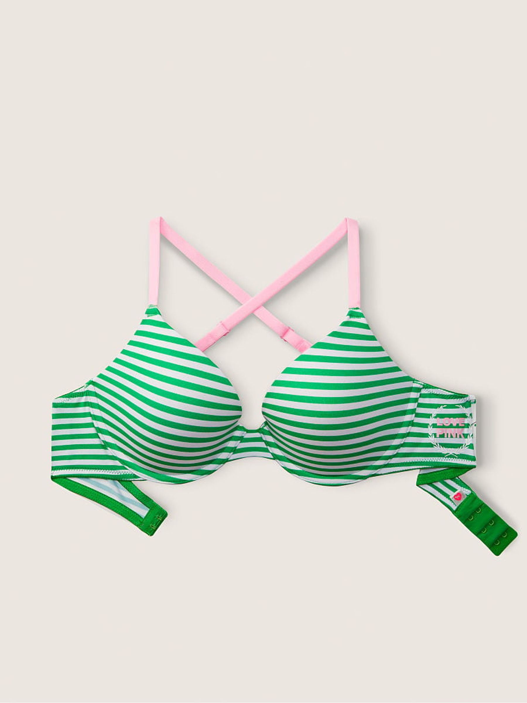 Happy Camper Green Stripe Smooth Lightly Lined Bra - Image 5 of 5