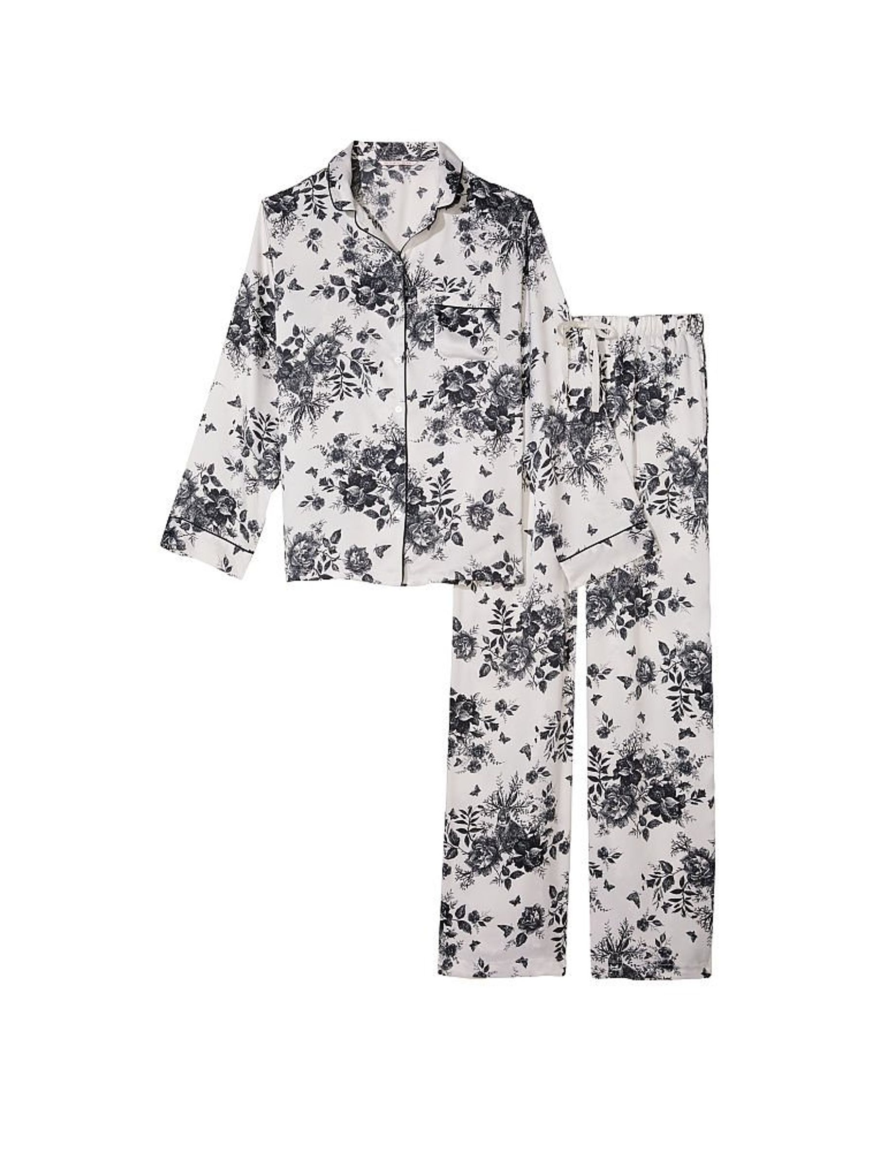 White Hidden Bunny Toile Satin Long Pyjama Set - Image 3 of 4