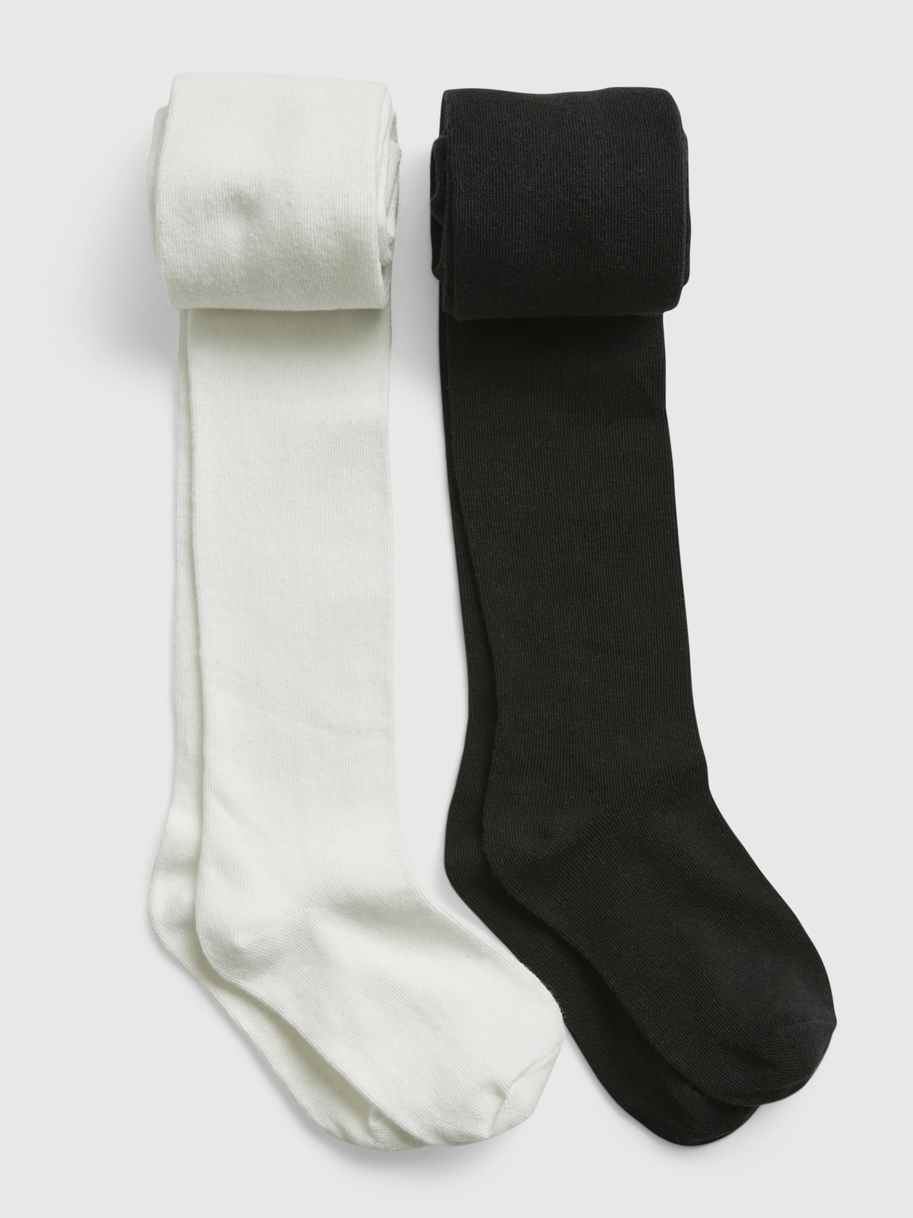 White Kids Solid Cotton Tights (2-Pack) - Image 1 of 1
