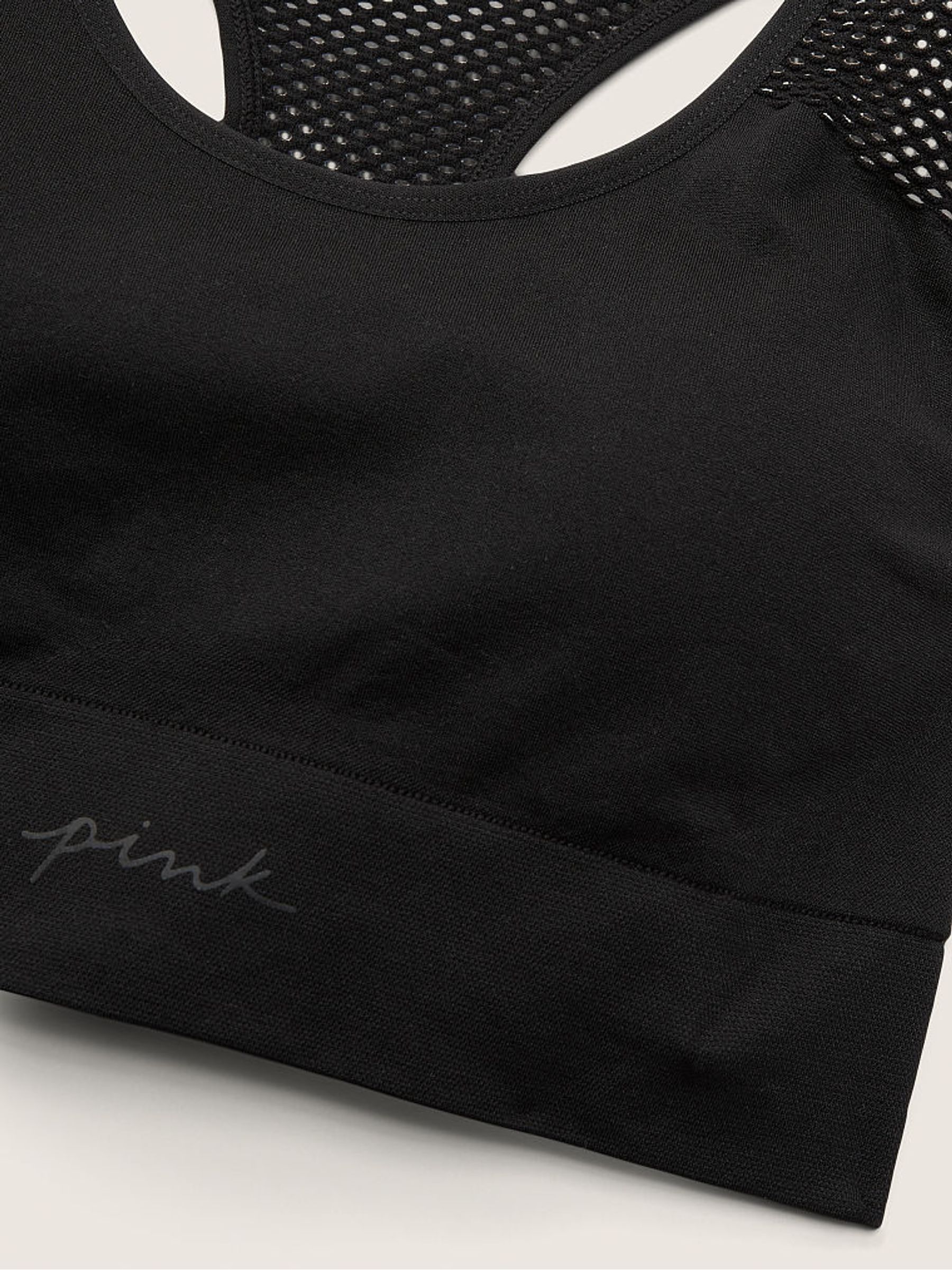 Pure Black Seamless Low Impact Racerback Sports Bra - Image 4 of 4