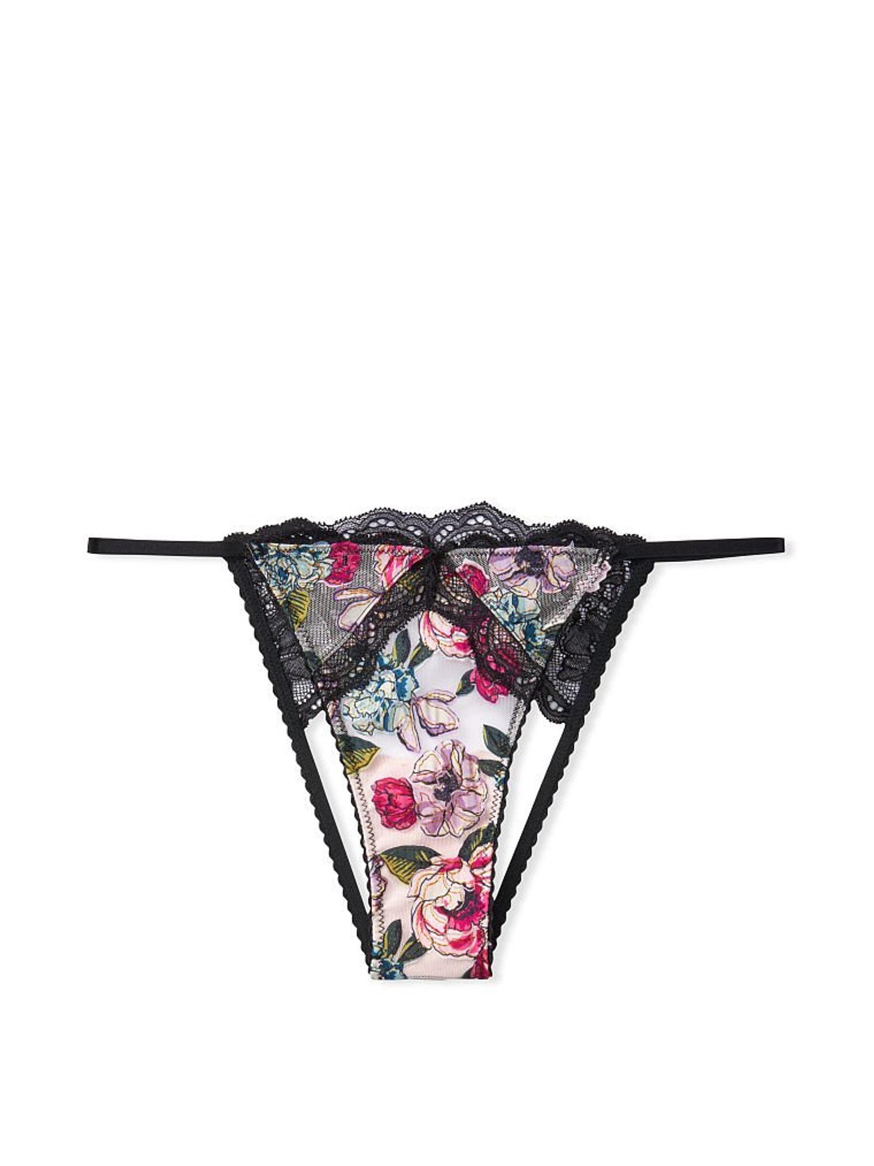 Purest Pink Floral Victoria's Secret Wild Roses Ouvert Brazilian Panty - Image 3 of 4