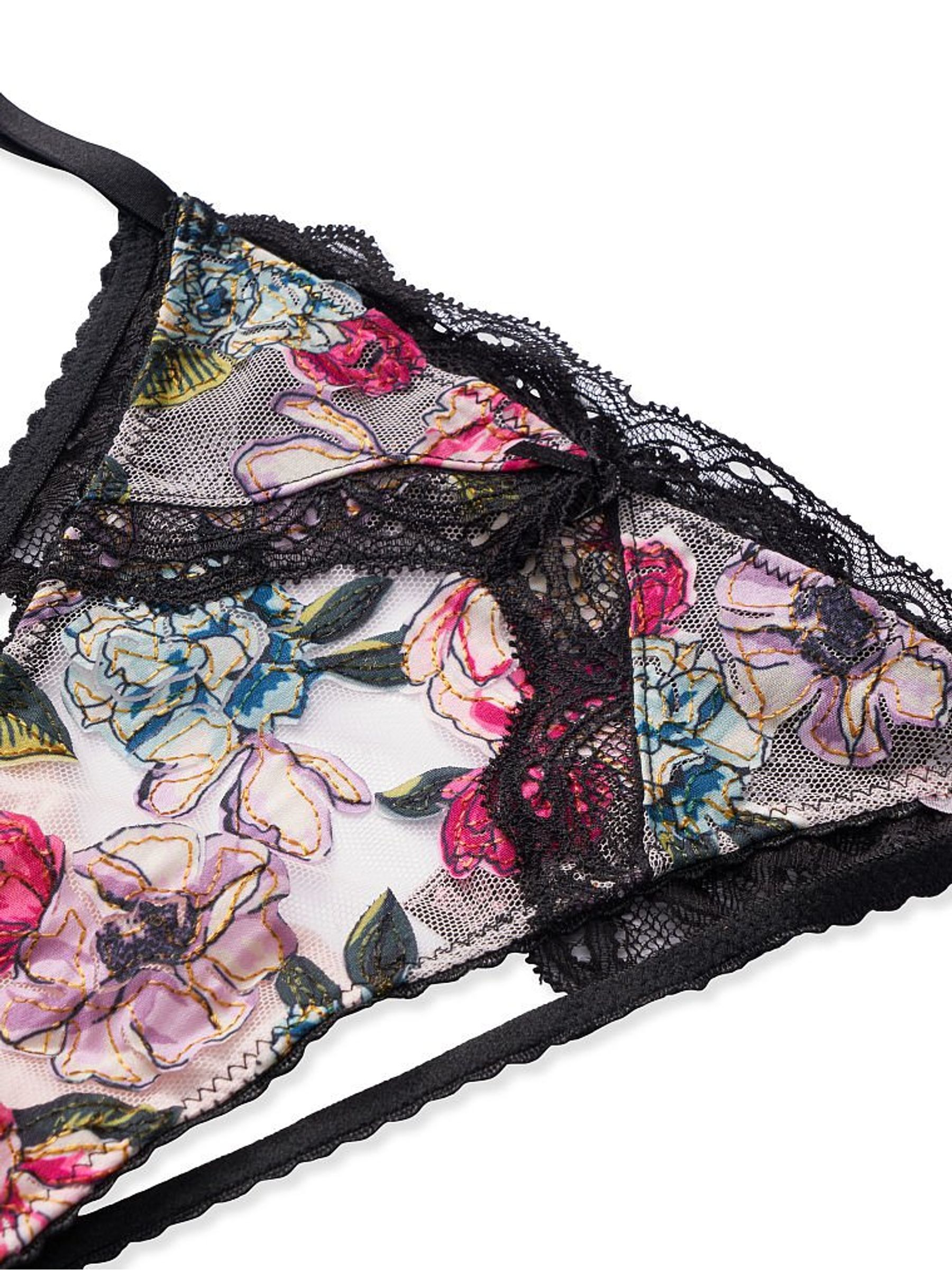 Purest Pink Floral Victoria's Secret Wild Roses Ouvert Brazilian Panty - Image 4 of 4