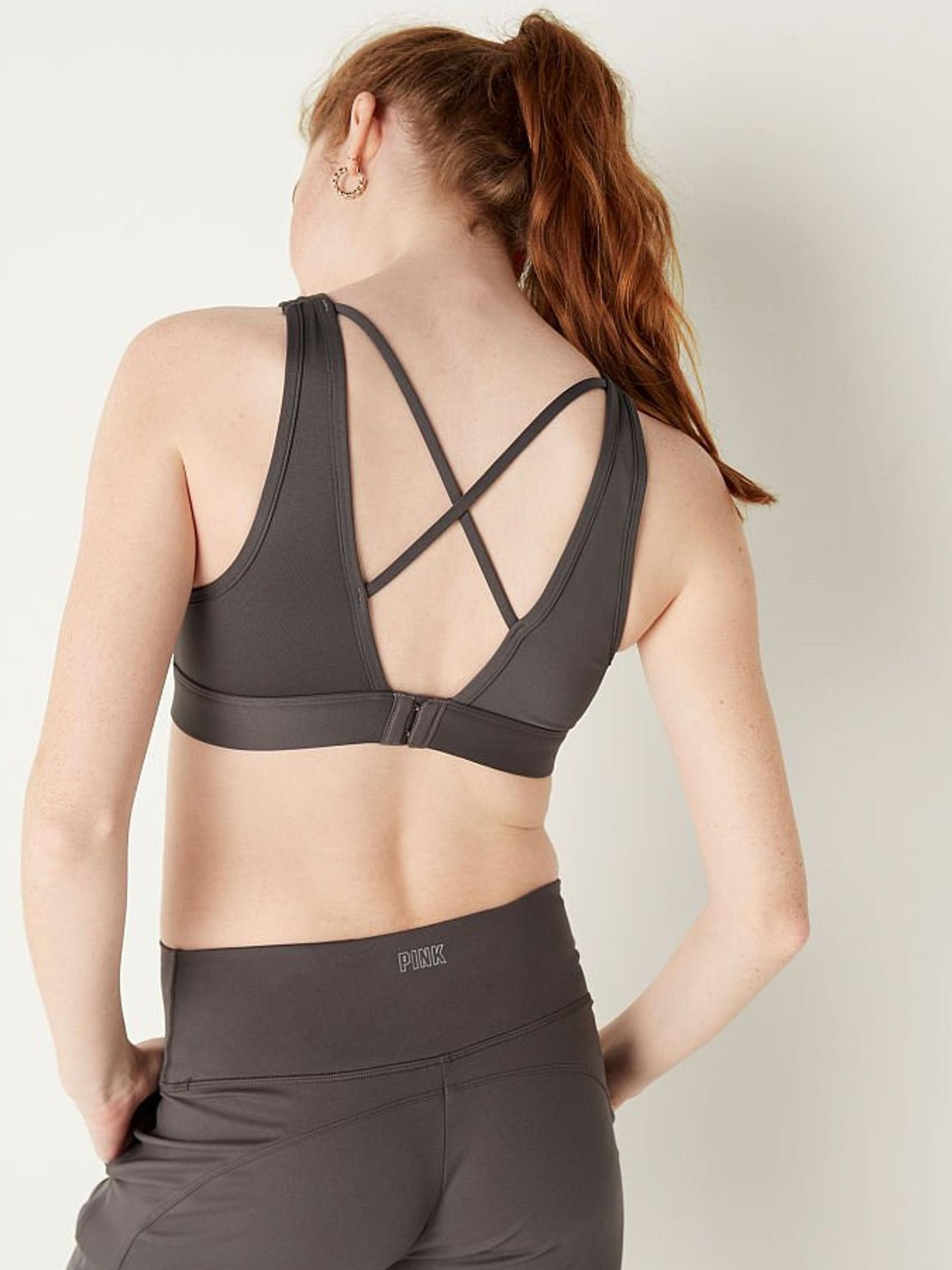 Dark Charcoal Brown Victoria's Secret PINK Ultimate High Neck Sports Bra - Image 2 of 5