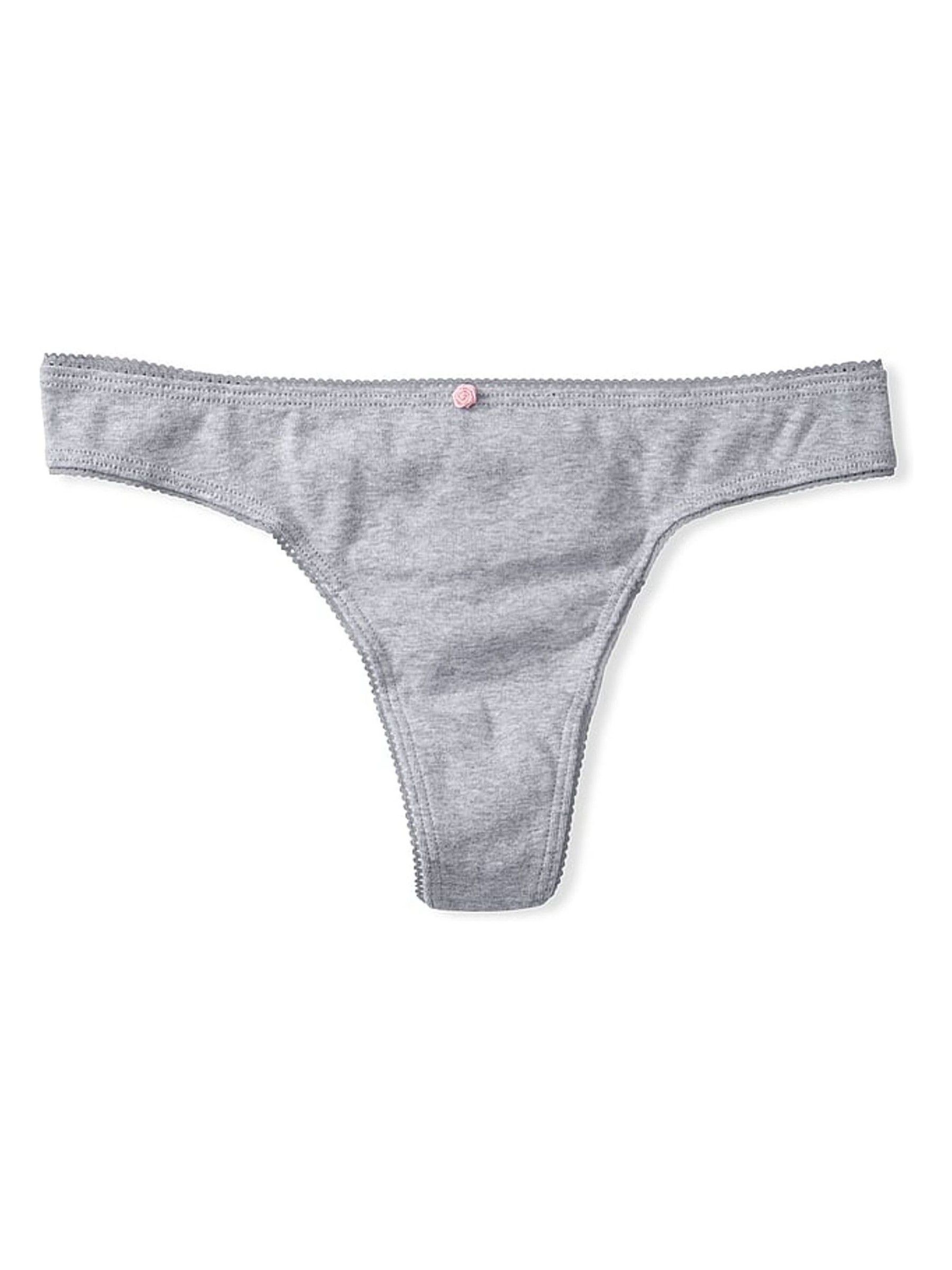Heather Grey Cotton Thong Panty - Image 3 of 3