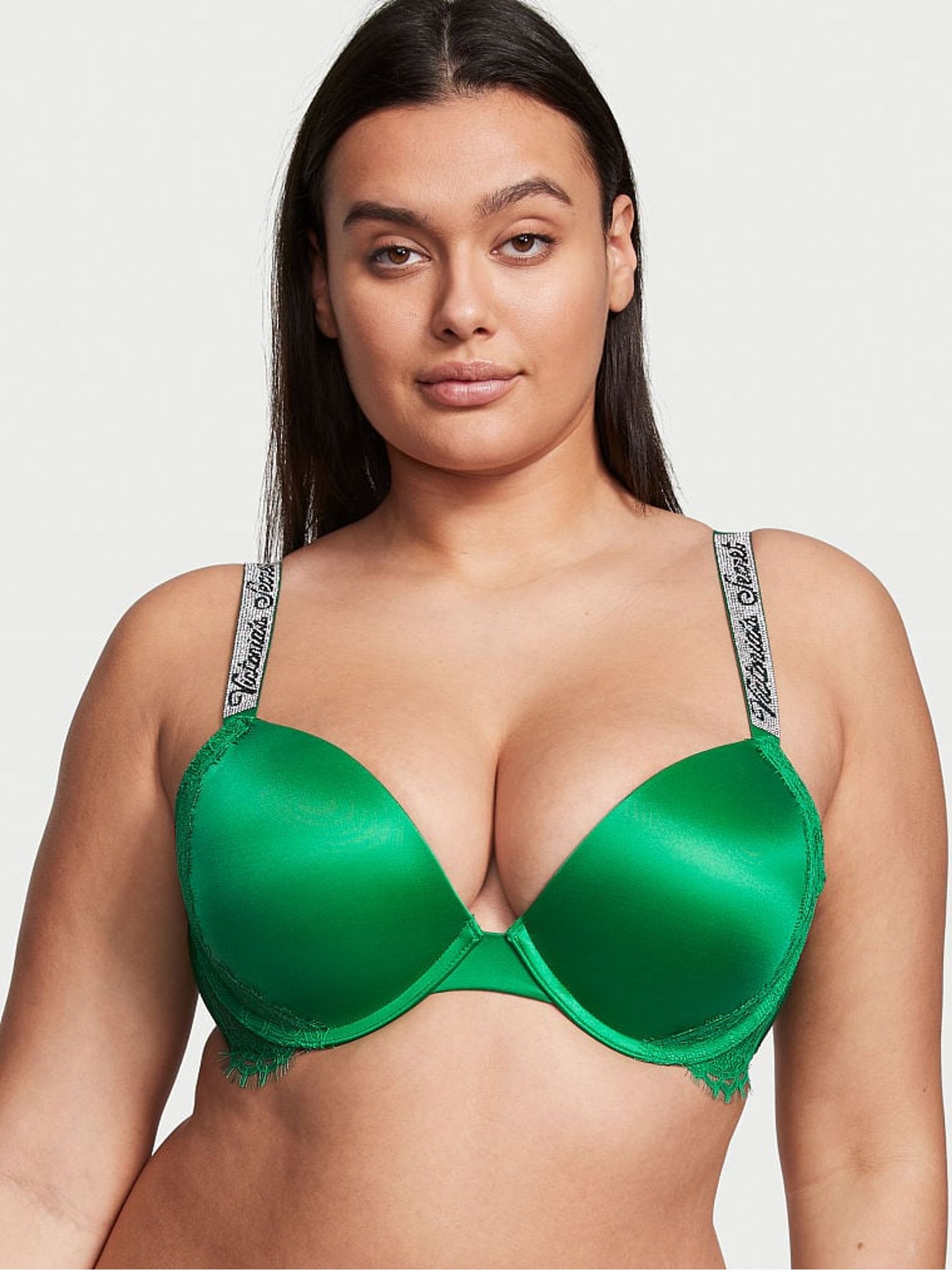 Verdant Green Smooth Shine Strap Push Up Bra - Image 1 of 5
