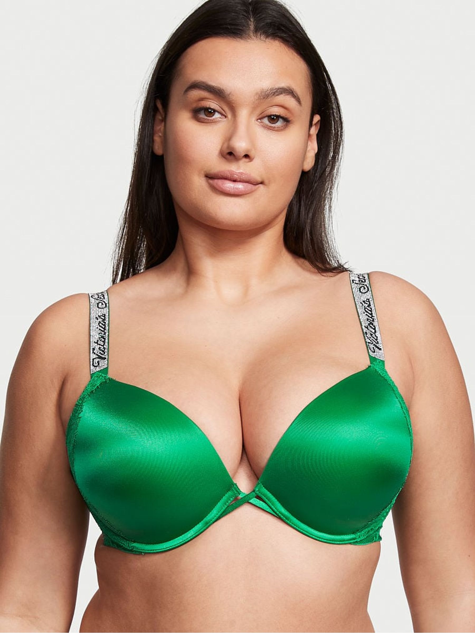 Verdant Green Smooth Shine Strap Add 2 Cups Push Up Bombshell Bra - Image 1 of 2