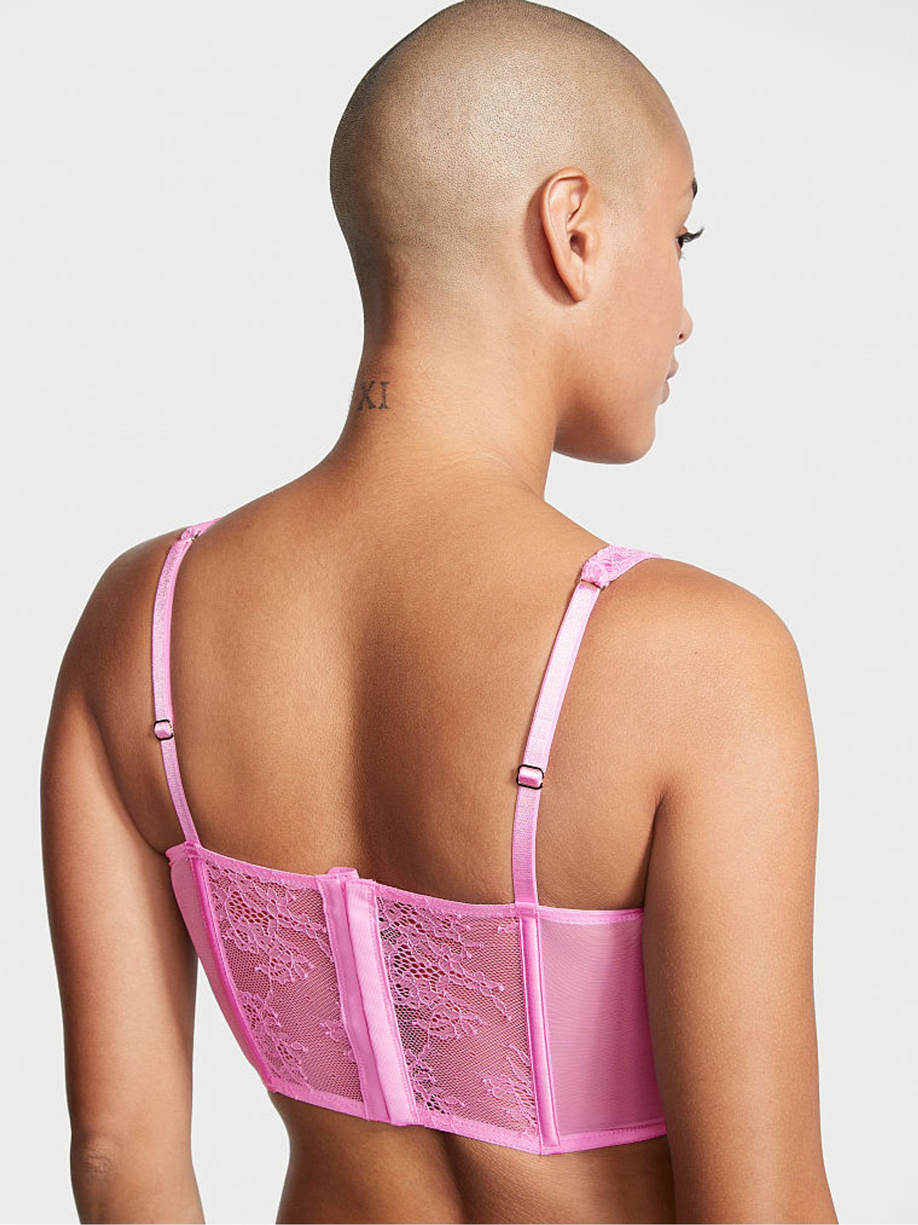 Lilac Chiffon Purple Lace Unlined Corset Bra Top - Image 2 of 3