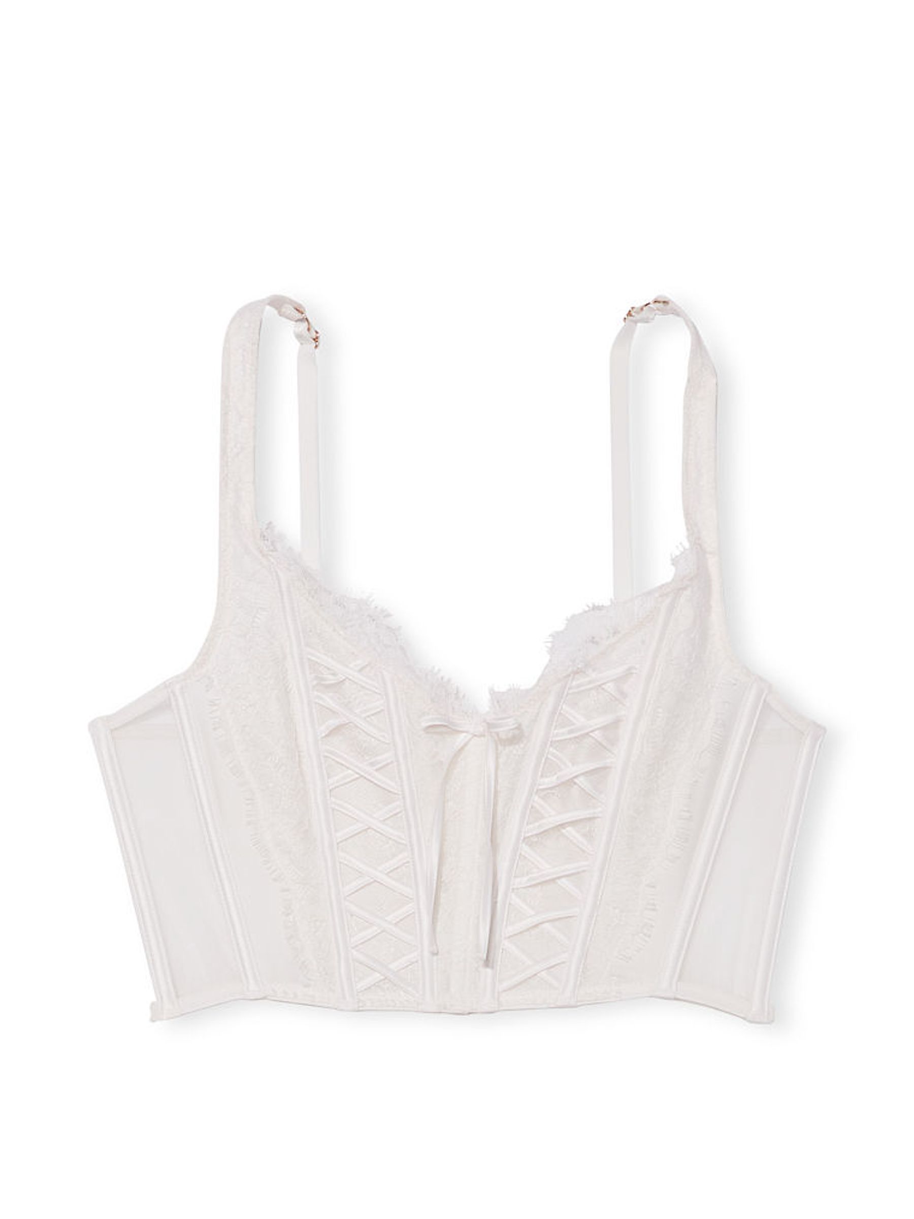 Coconut White Lace Unlined Corset Bra Top - Image 3 of 3