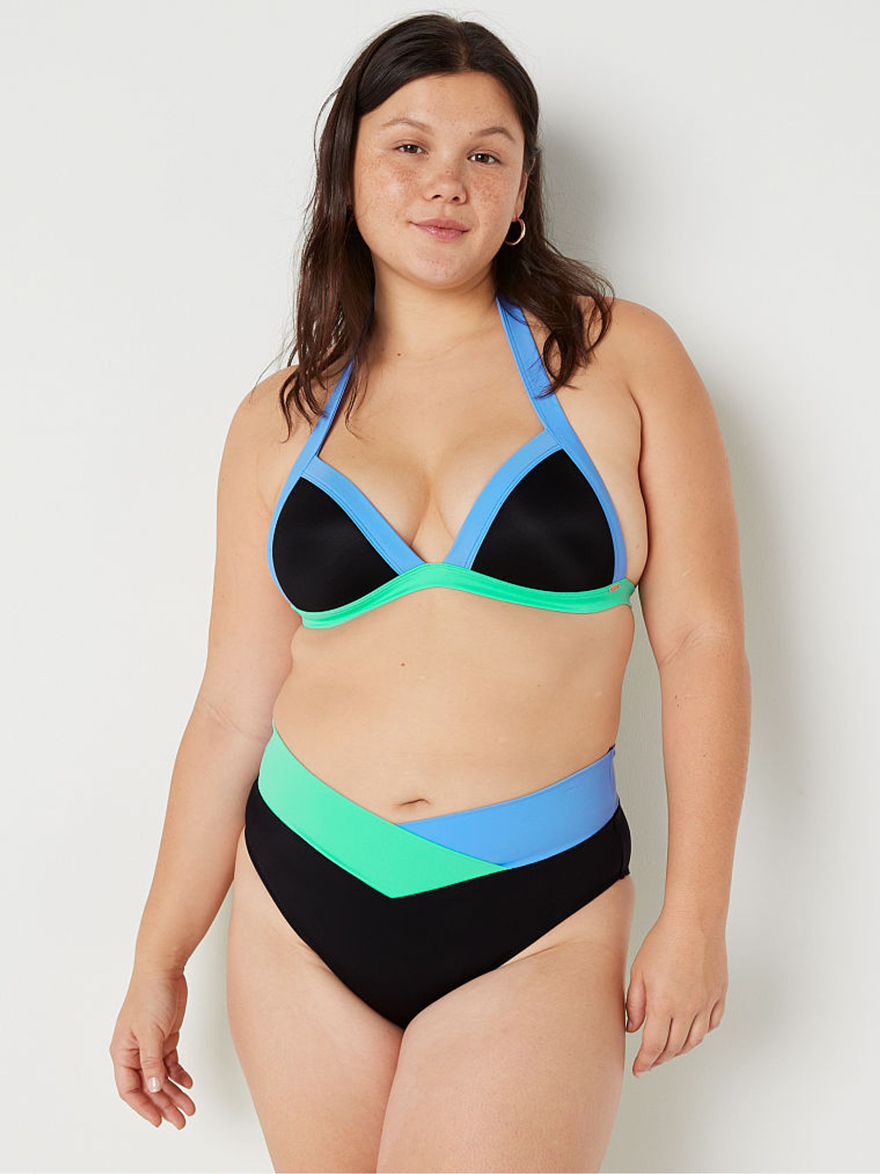Cornflower Blue Colour Block Cross Over Bikini Bottom - Image 1 of 3