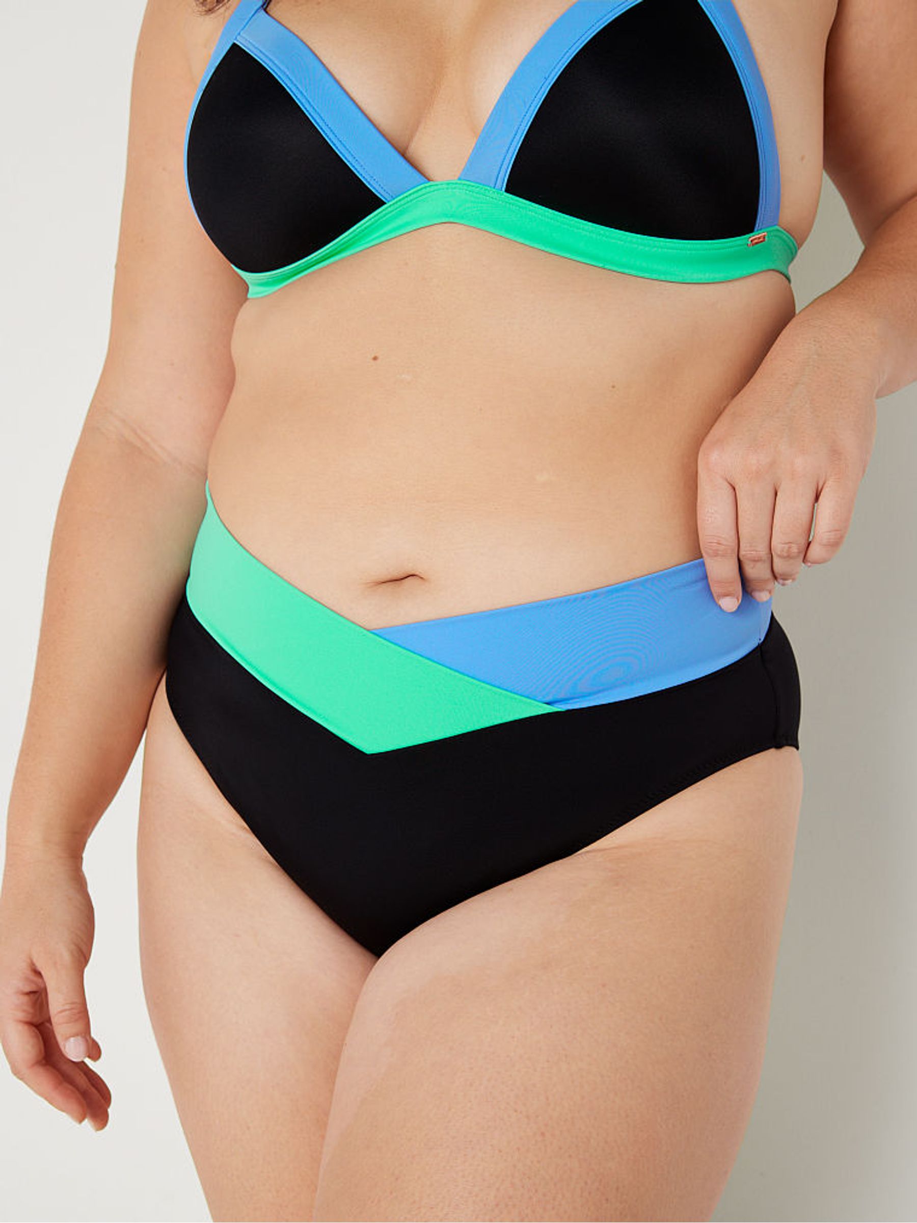 Cornflower Blue Colour Block Cross Over Bikini Bottom - Image 2 of 3