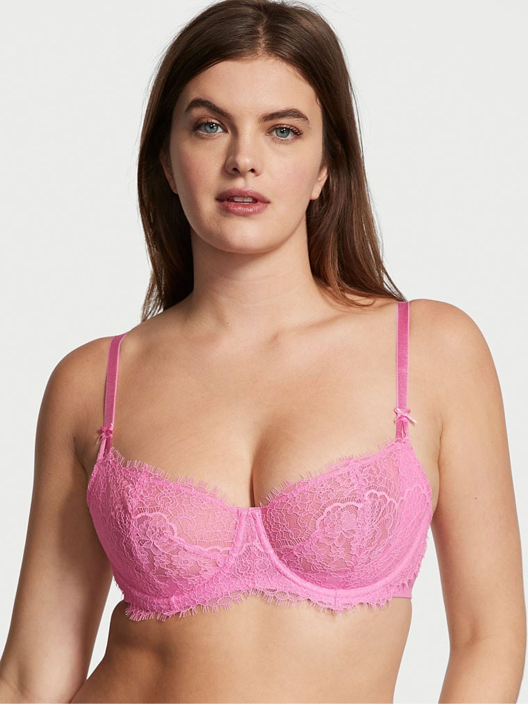 Lilac Chiffon Pink Unlined Balcony Lightly Lined Lace Demi Bra - Image 1 of 3