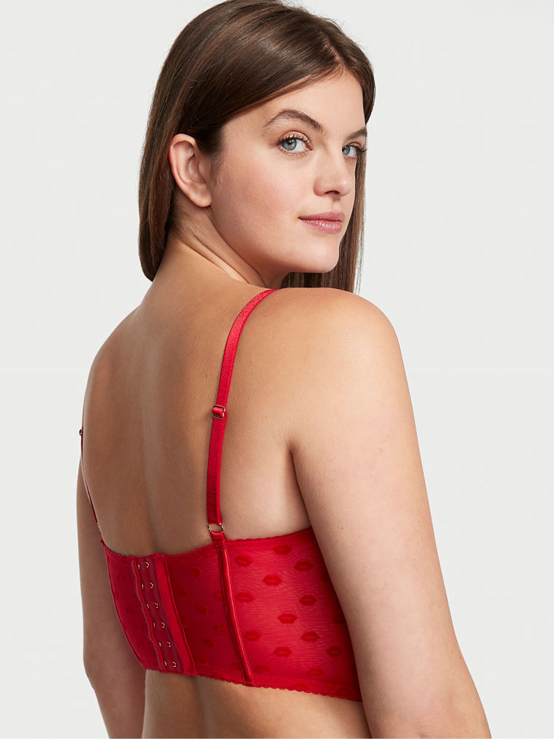 Lipstick Red Strappy Quarter Cup Corset Bra Top - Image 2 of 2