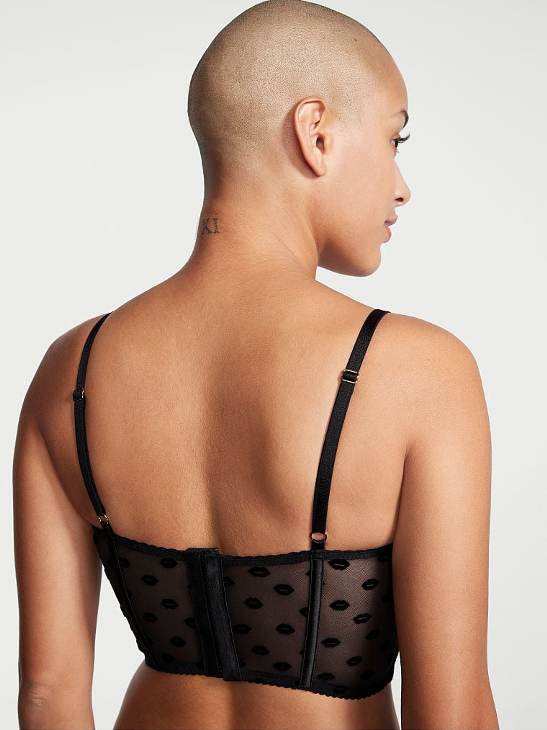 Black Strappy Quarter Cup Corset Bra Top - Image 2 of 3
