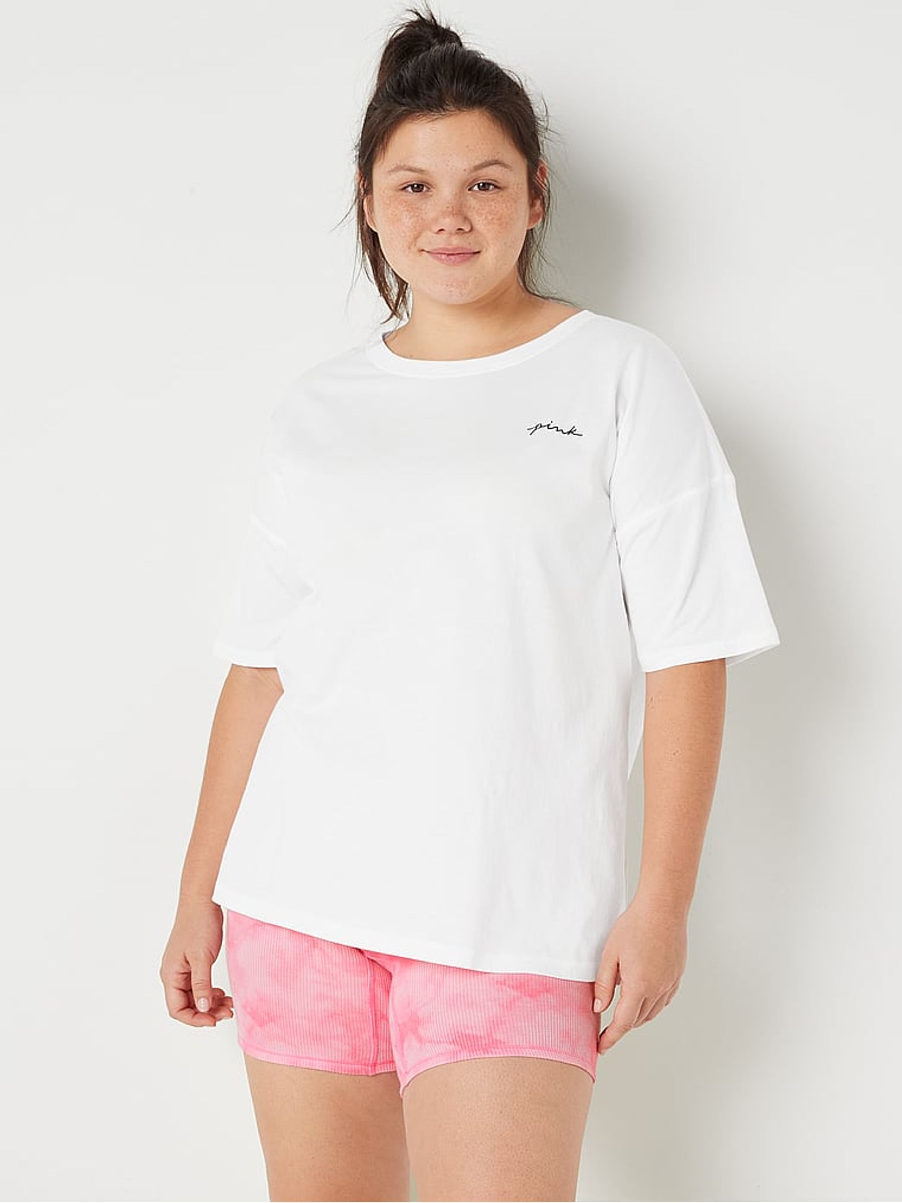 White and Pink Cotton Brief Short Pyjamas - Image 1 of 5