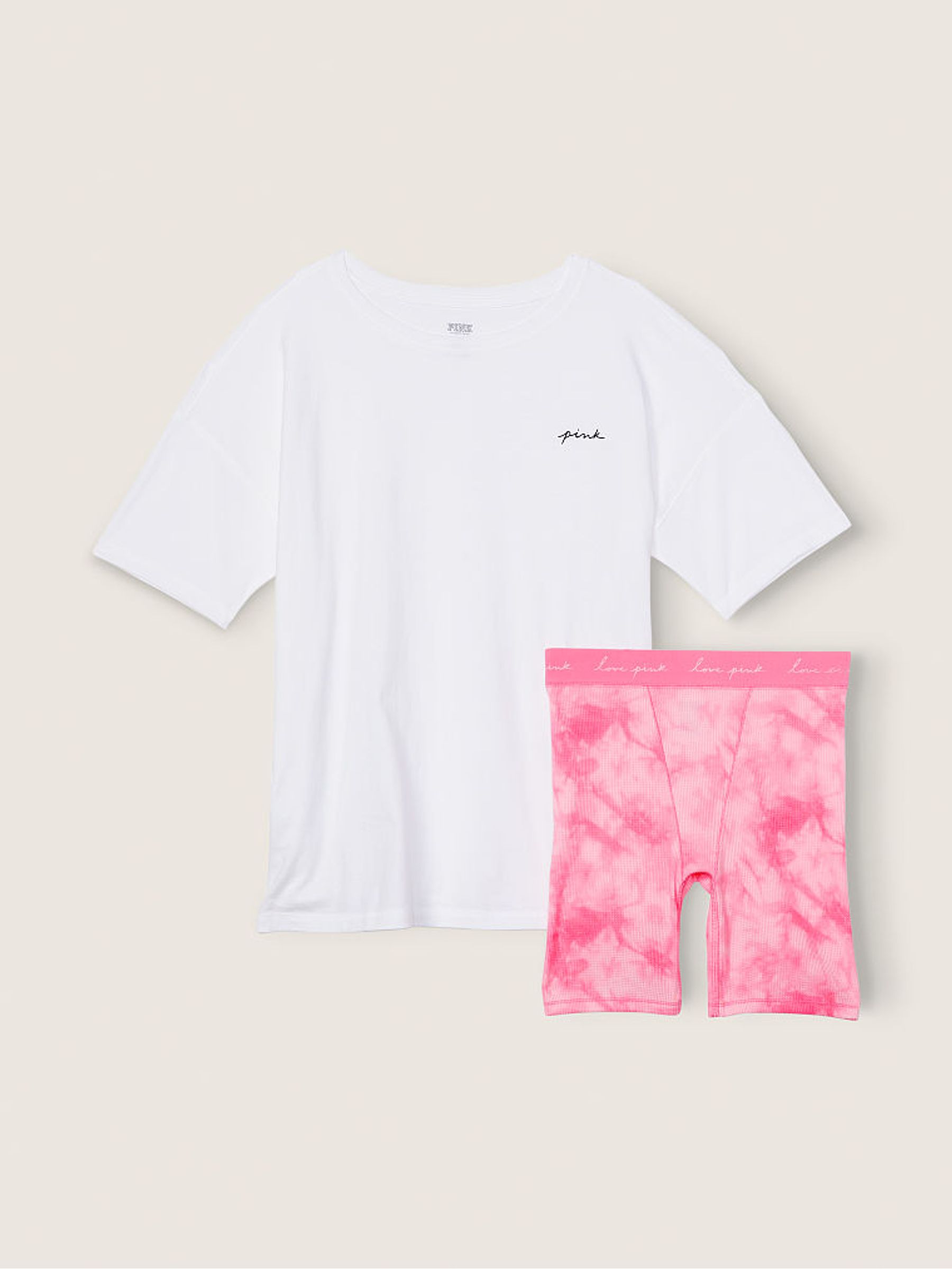 White and Pink Cotton Brief Short Pyjamas - Image 4 of 5