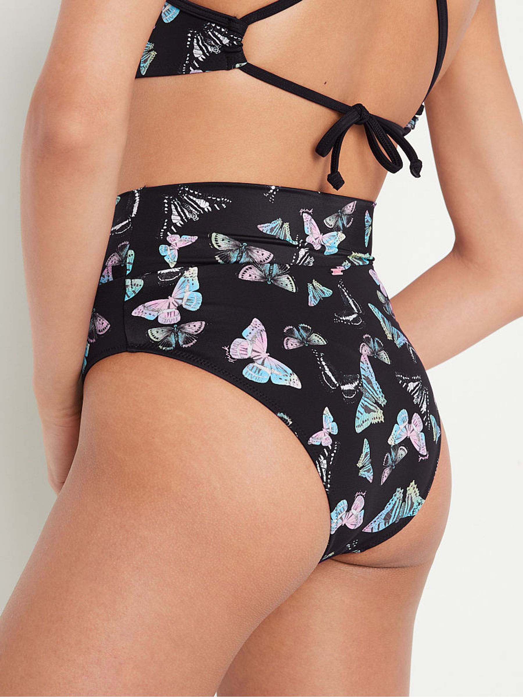 Dark Charcoal Grey Butterfly Cross Over Bikini Bottom - Image 2 of 4