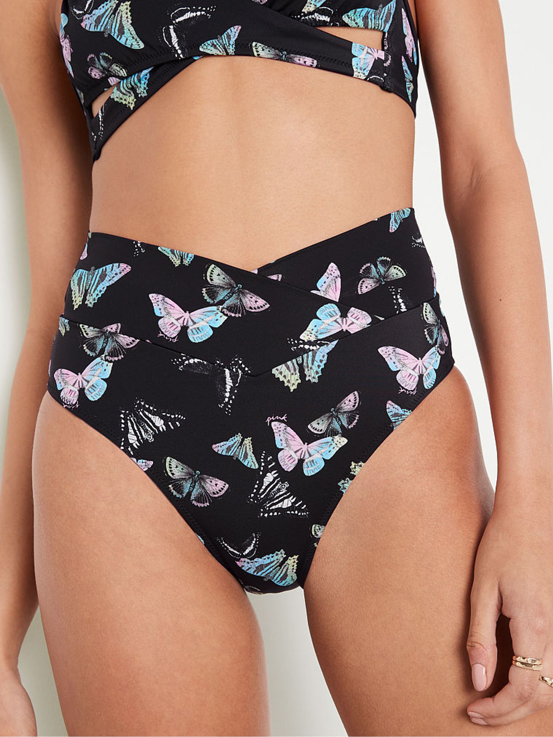Dark Charcoal Grey Butterfly Cross Over Bikini Bottom - Image 3 of 4
