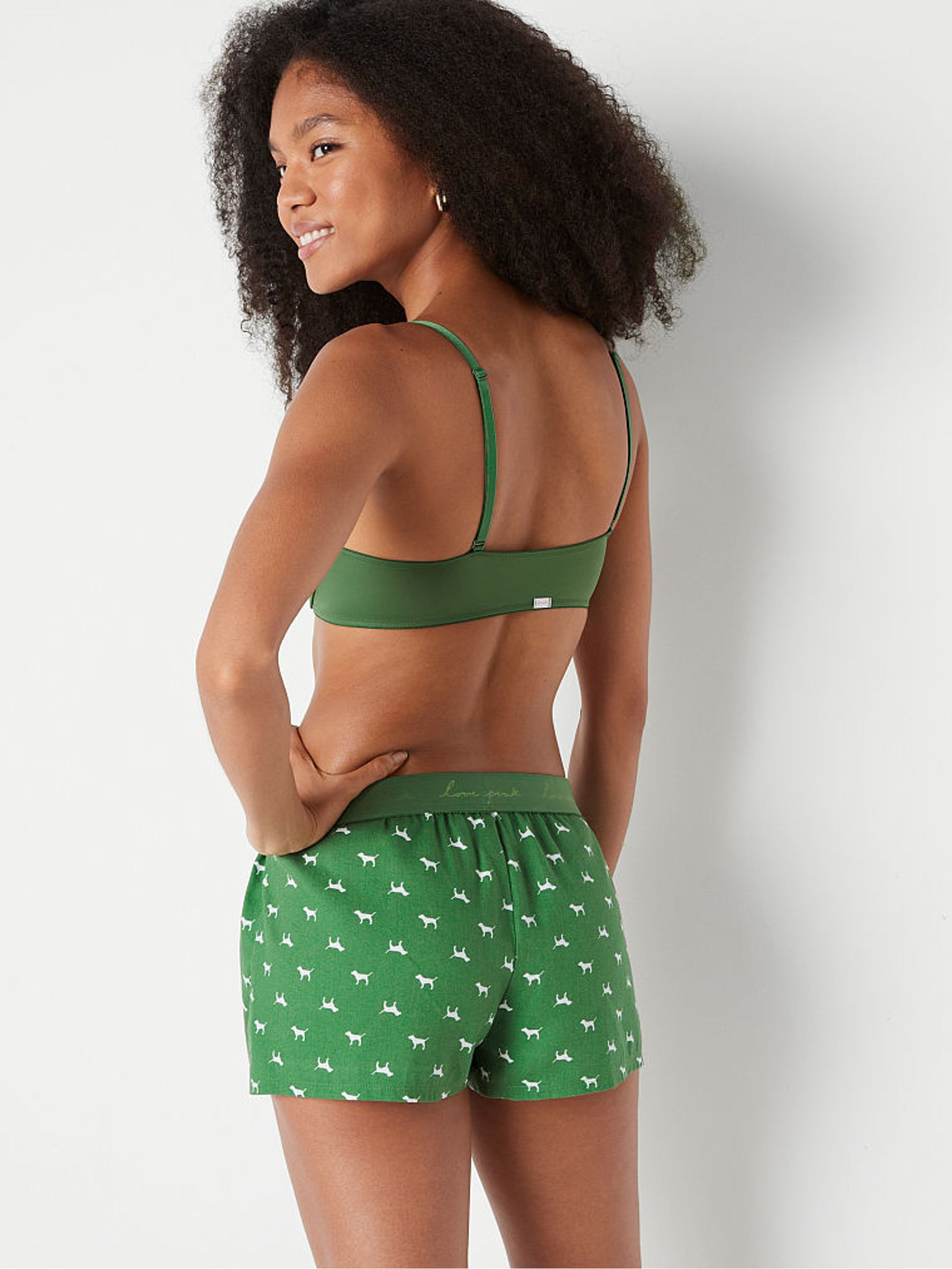 Forest Pine Green Flannel Pyjama Short - Image 2 of 4
