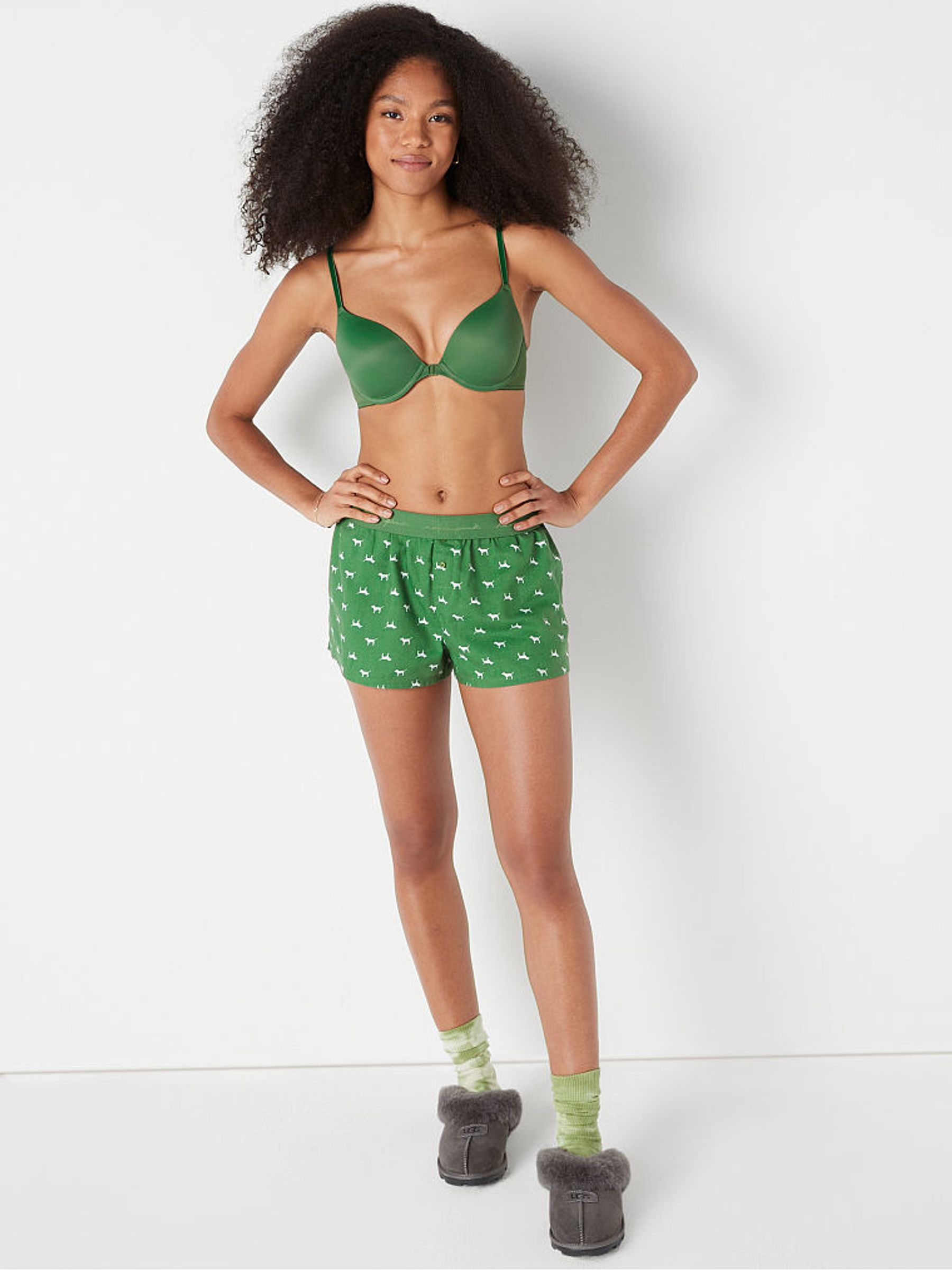 Forest Pine Green Flannel Pyjama Short - Image 3 of 4