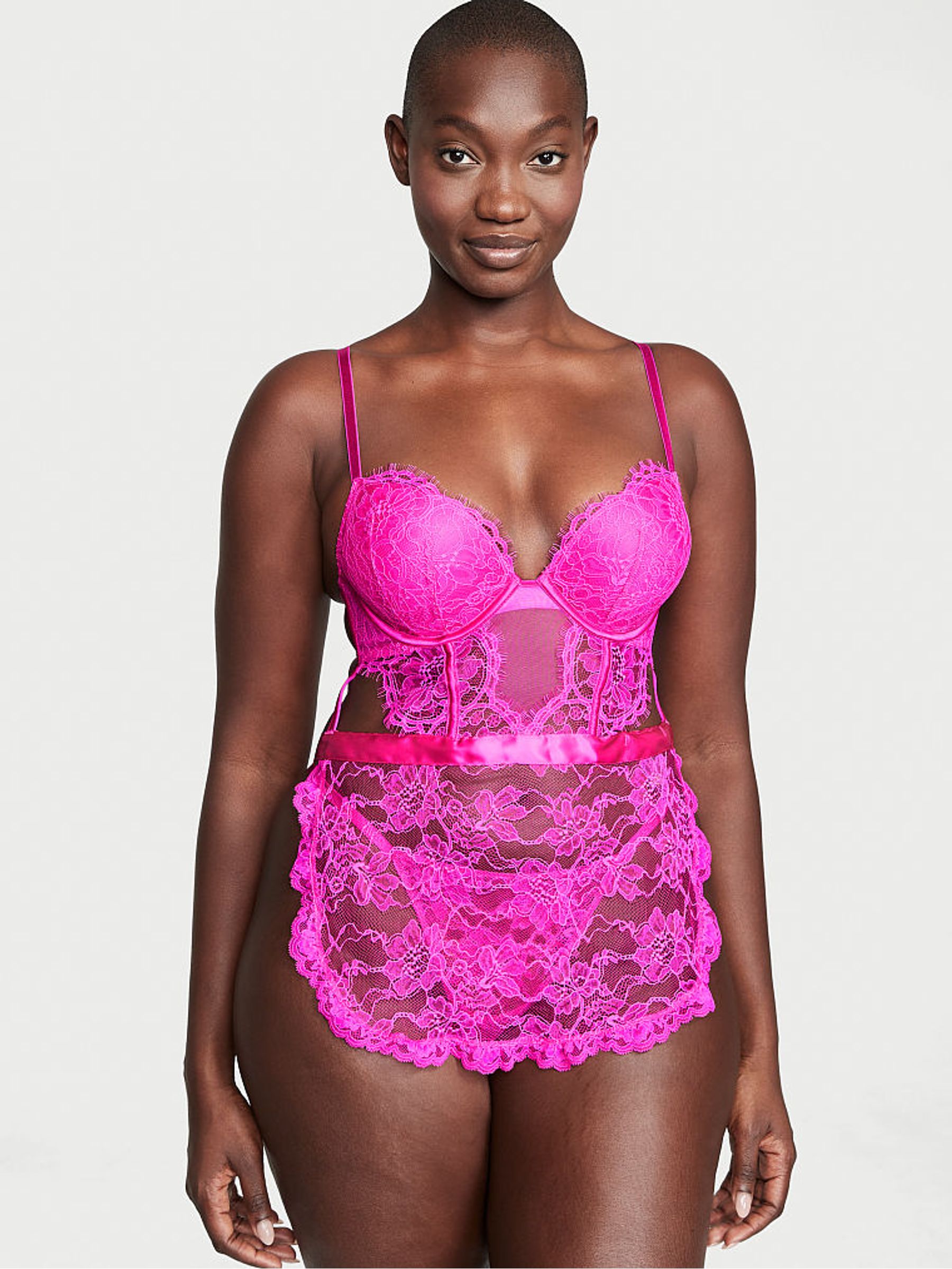 Fuschia Frenzy Pink Bombshell Add 2 Cups Lace Apron - Image 1 of 2