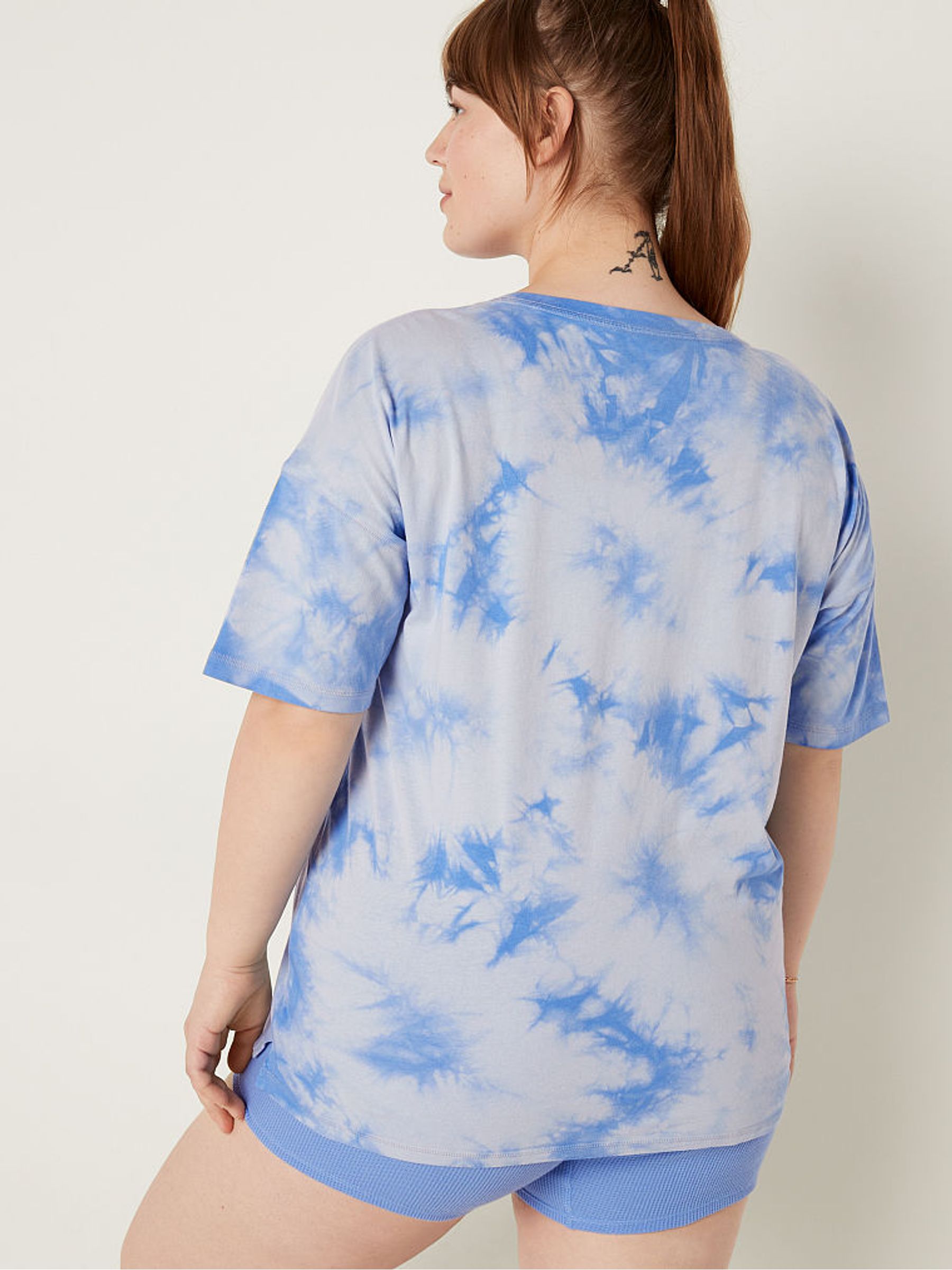 Cornflower Tie Dye Blue Cotton Brief Short Pyjamas - Image 2 of 4