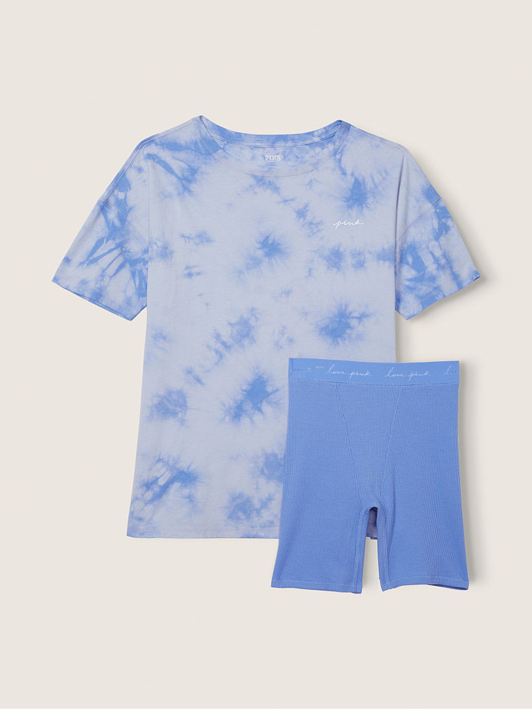 Cornflower Tie Dye Blue Cotton Brief Short Pyjamas - Image 3 of 4