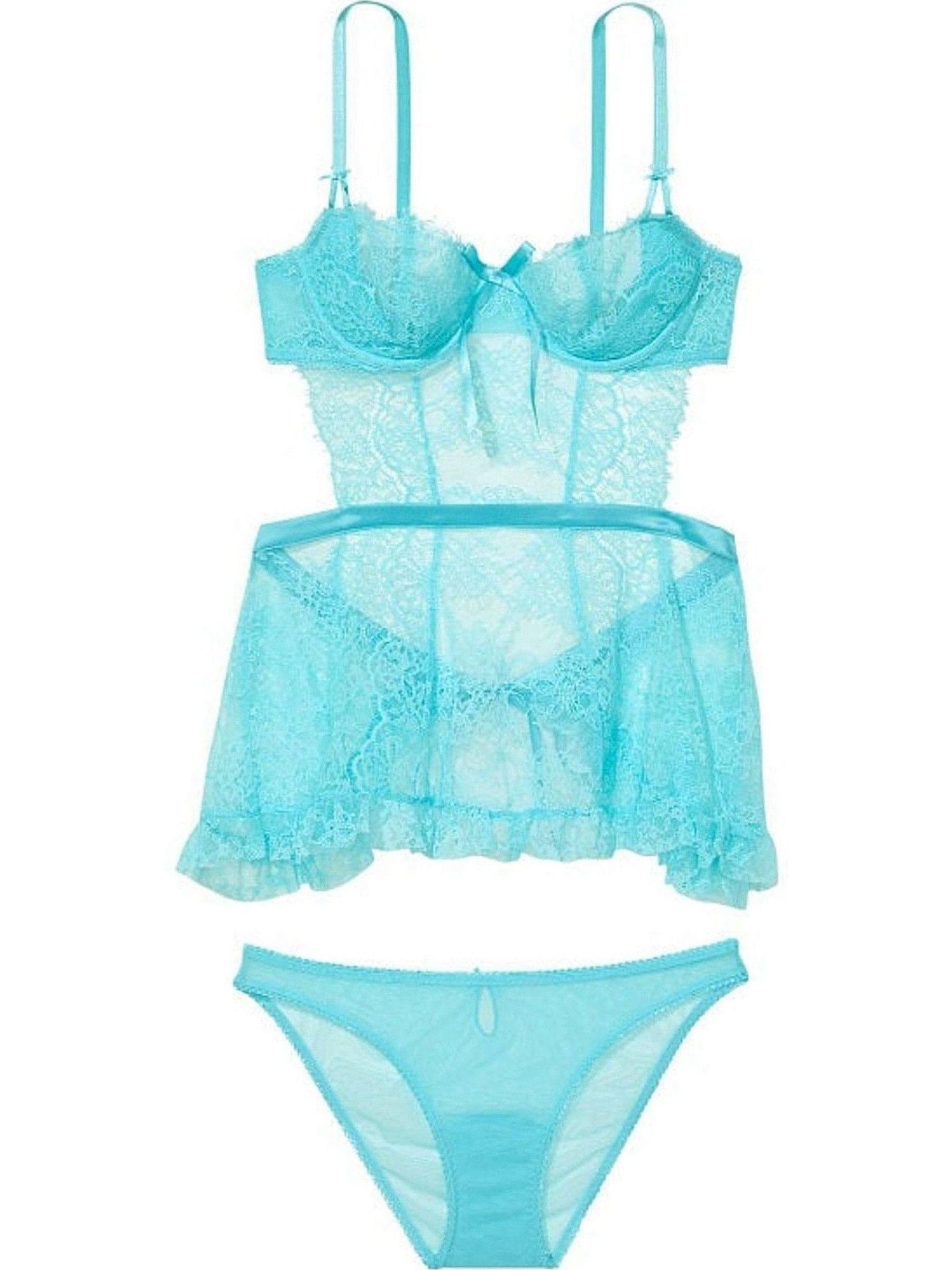 Cool Aqua Blue Open Back Babydoll - Image 3 of 3