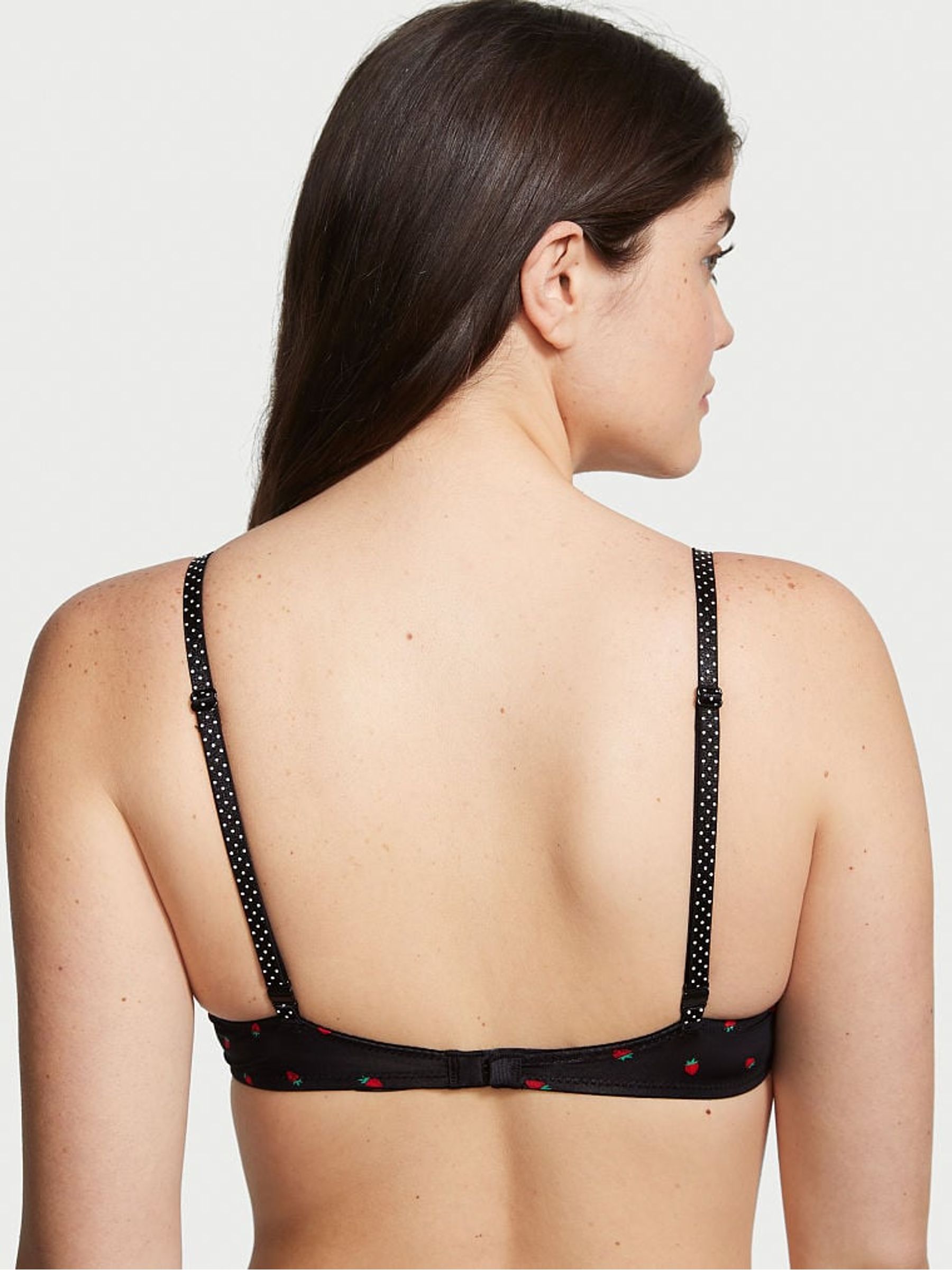 Black Strawberry Print Lightly Lined TShirt Demi Bra - Image 2 of 3