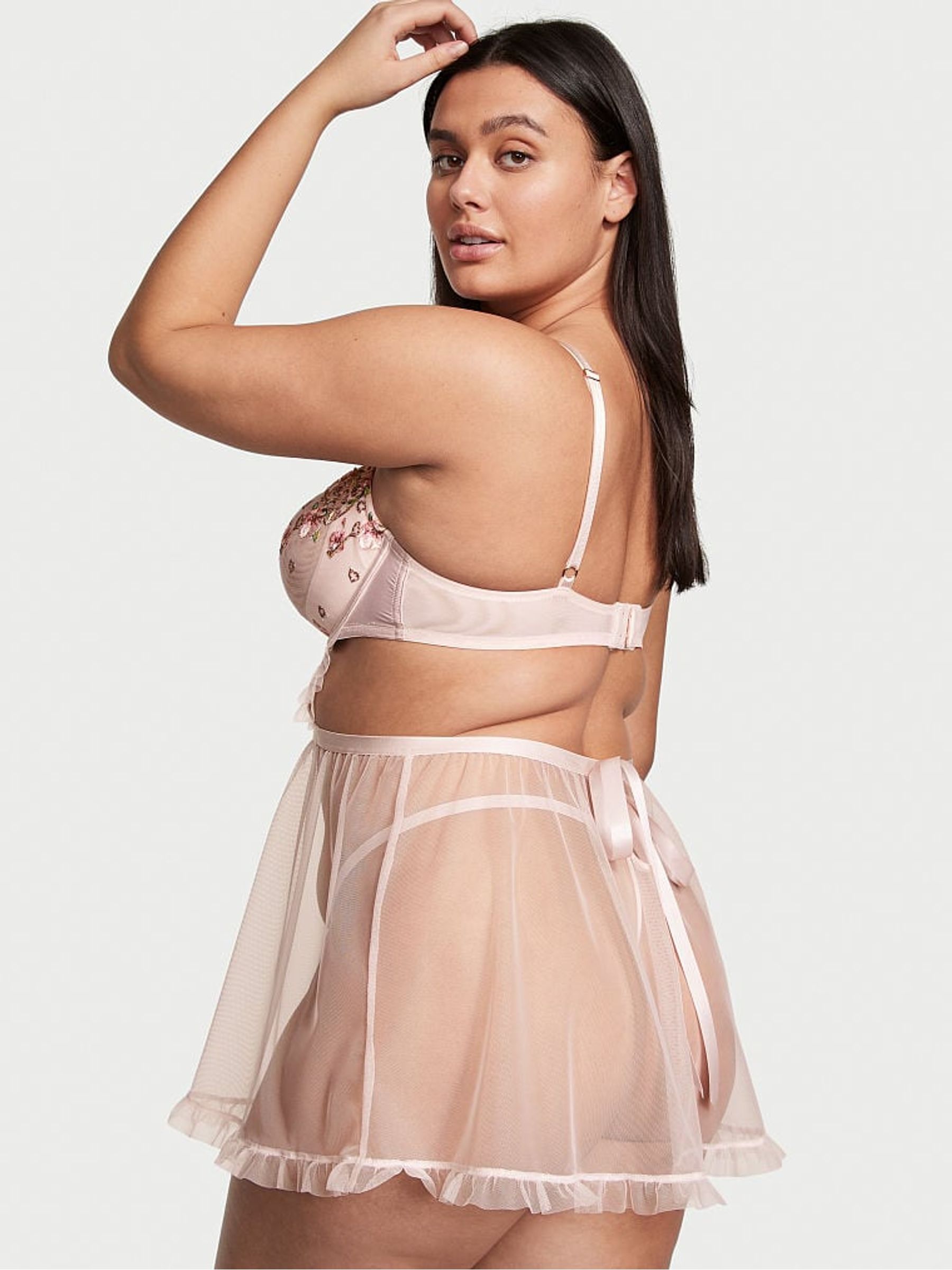 Ballet Pink Embroidery Wicked Apron Babydoll - Image 2 of 2