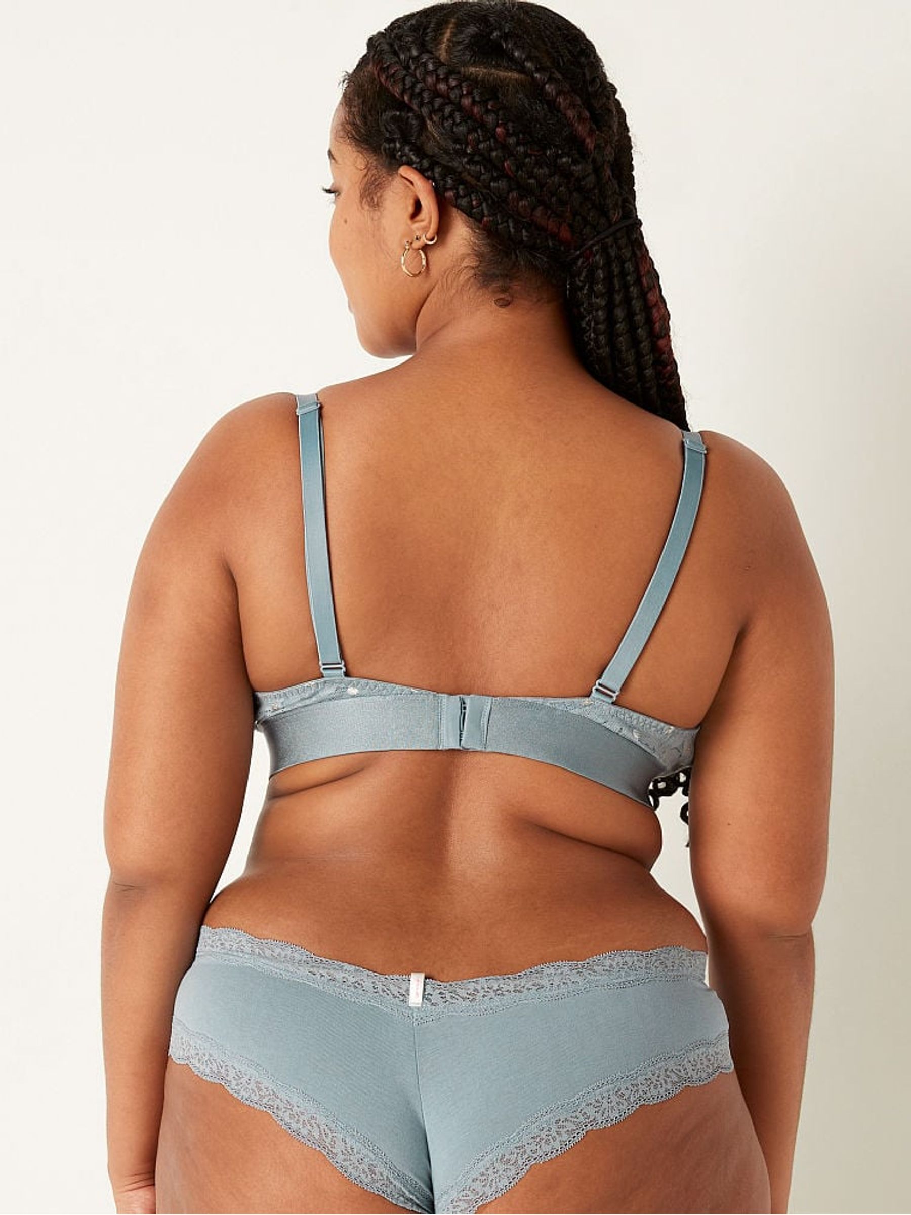 Chalk Blue Dots Fuller Cup Lace Unlined Triangle Bralette - Image 2 of 4