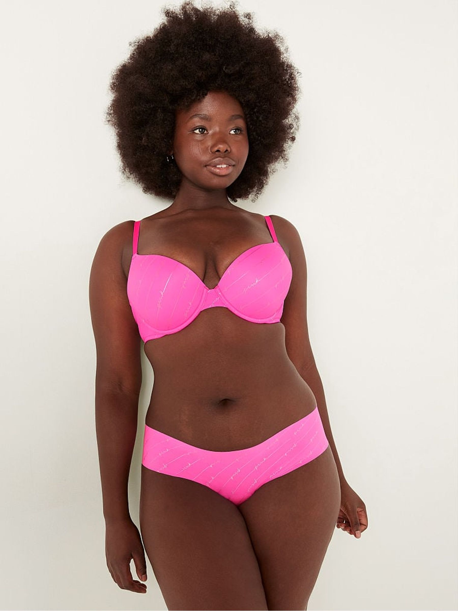 Atomic Pink Script Smooth Push Up Bra - Image 1 of 5