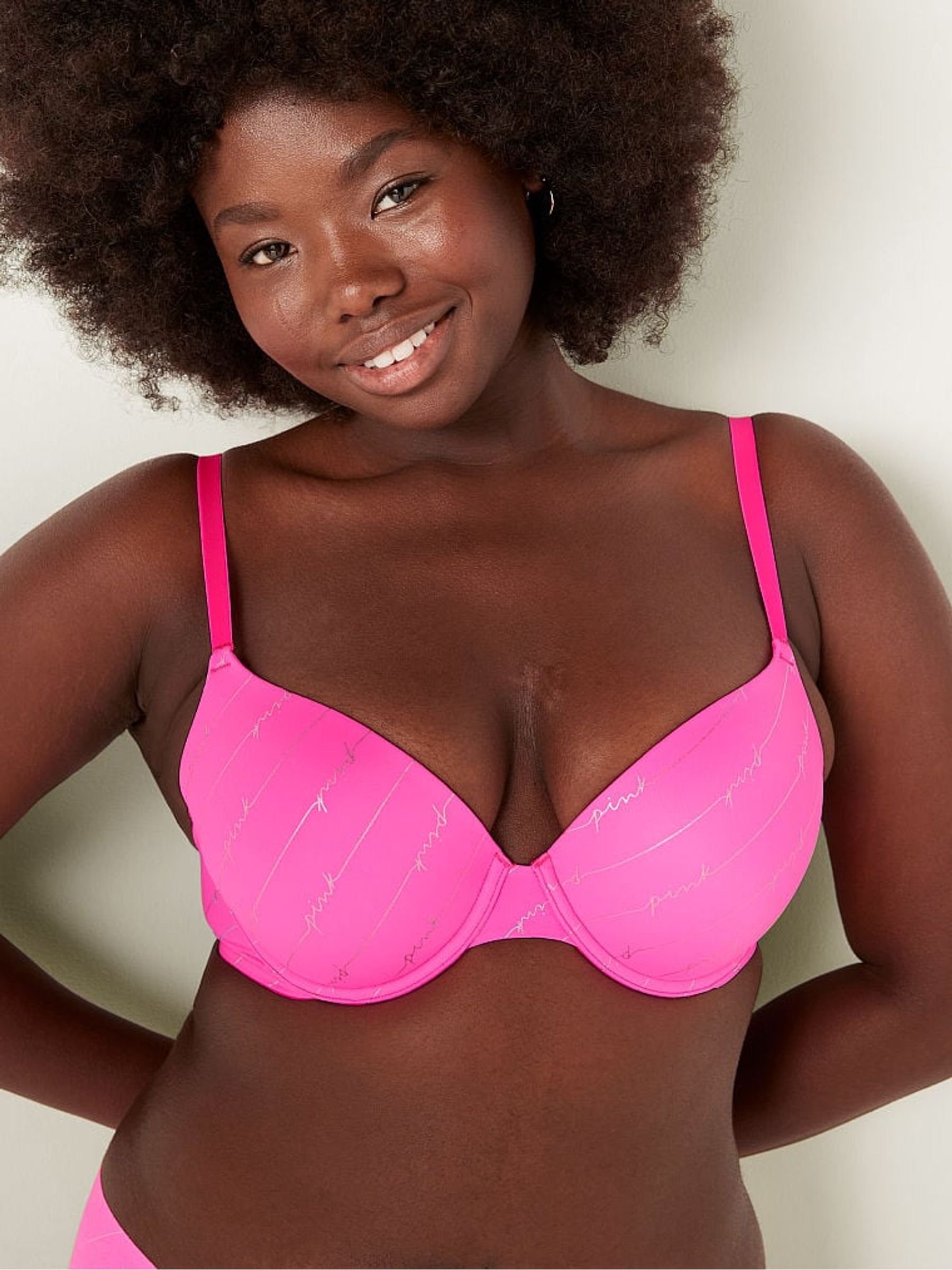 Atomic Pink Script Smooth Push Up Bra - Image 3 of 5