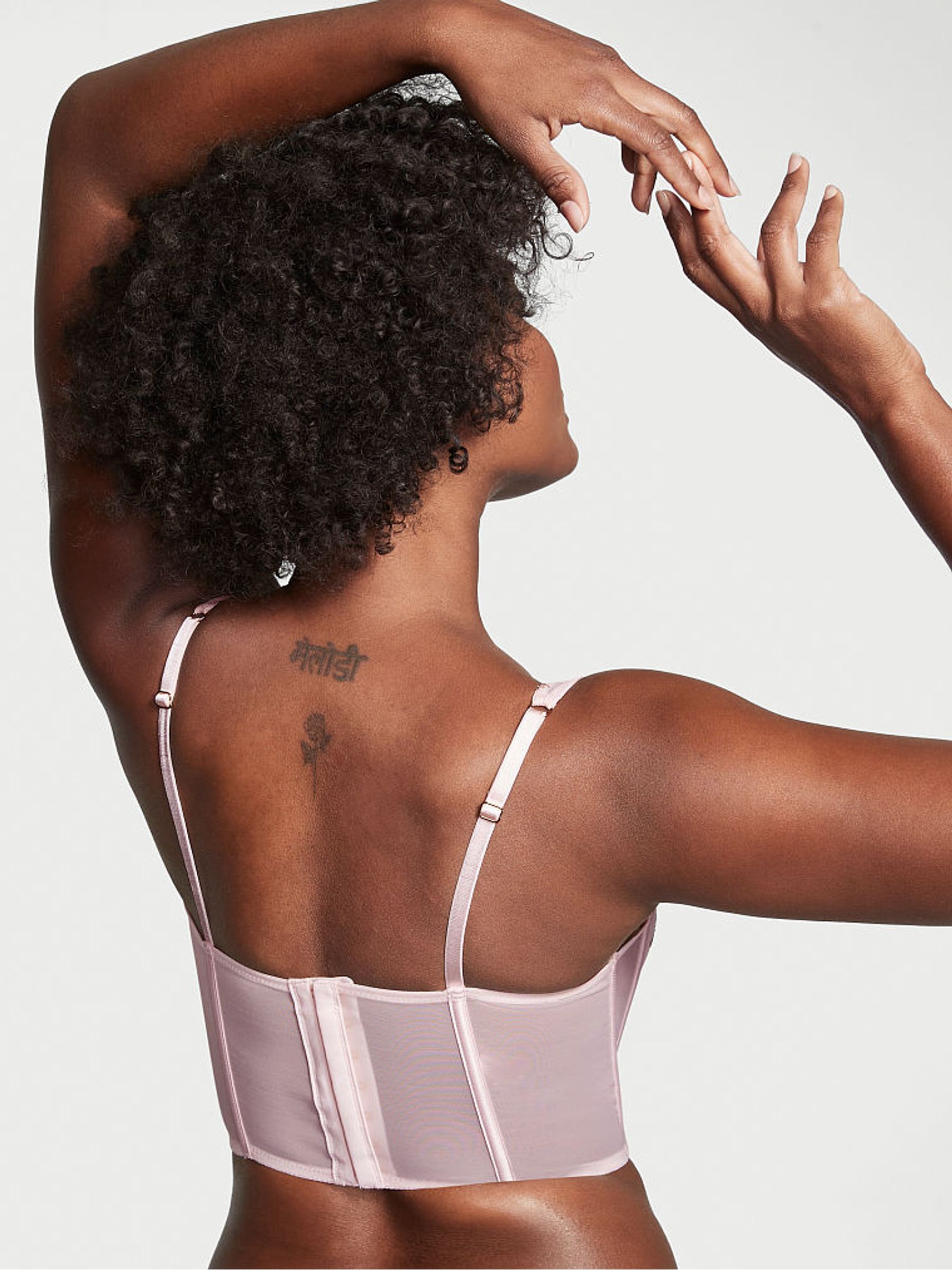 Ballet Floral Pink Embroidered Unlined Non Wired Corset Bra Top - Image 3 of 4
