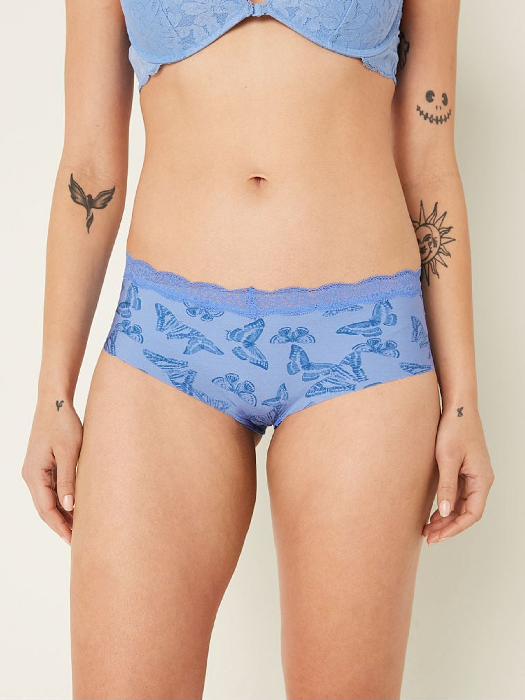 Cornflower Blue Butterfly Blue No Show Hipster Knickers - Image 1 of 4