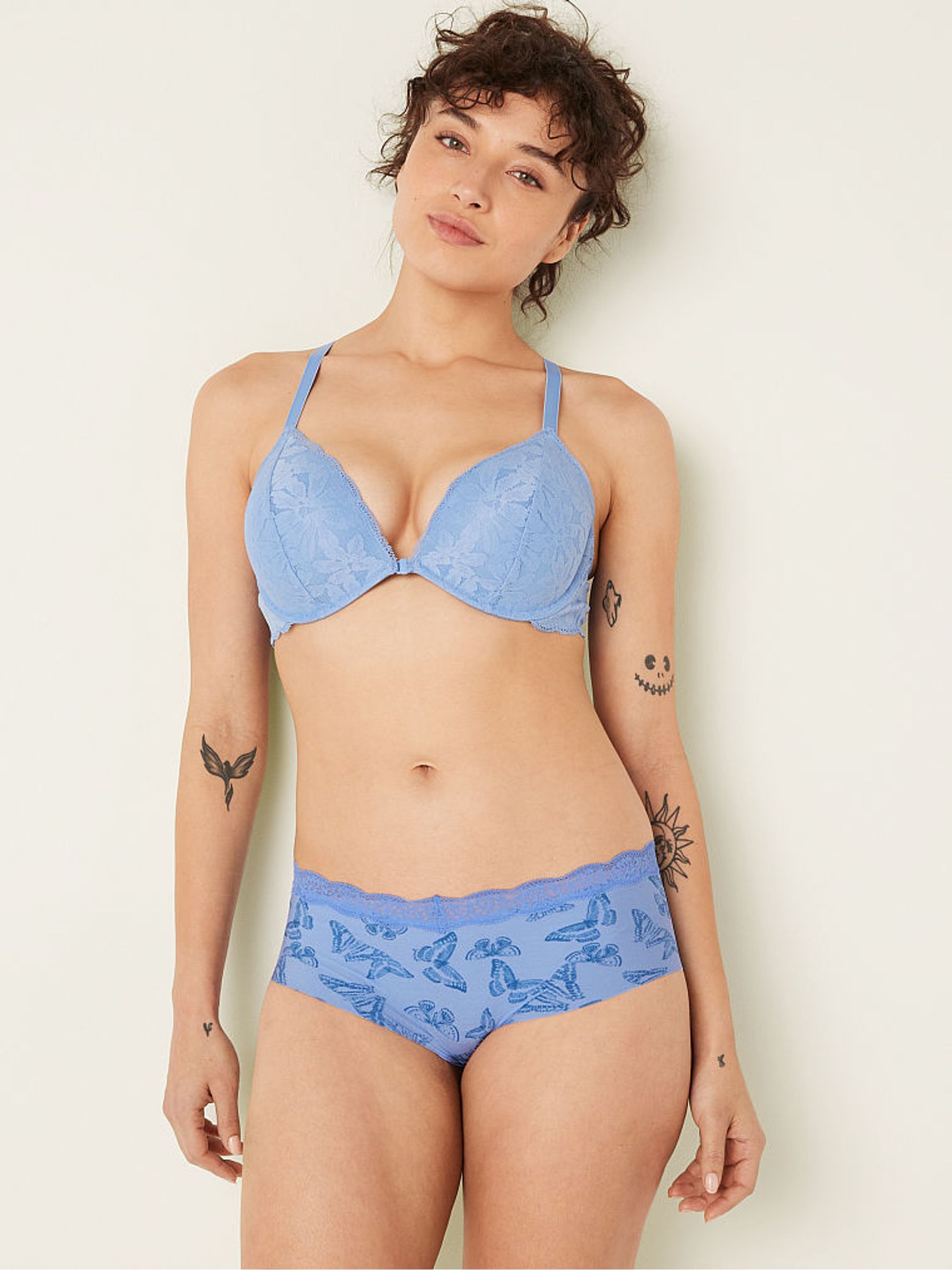 Cornflower Blue Butterfly Blue No Show Hipster Knickers - Image 3 of 4