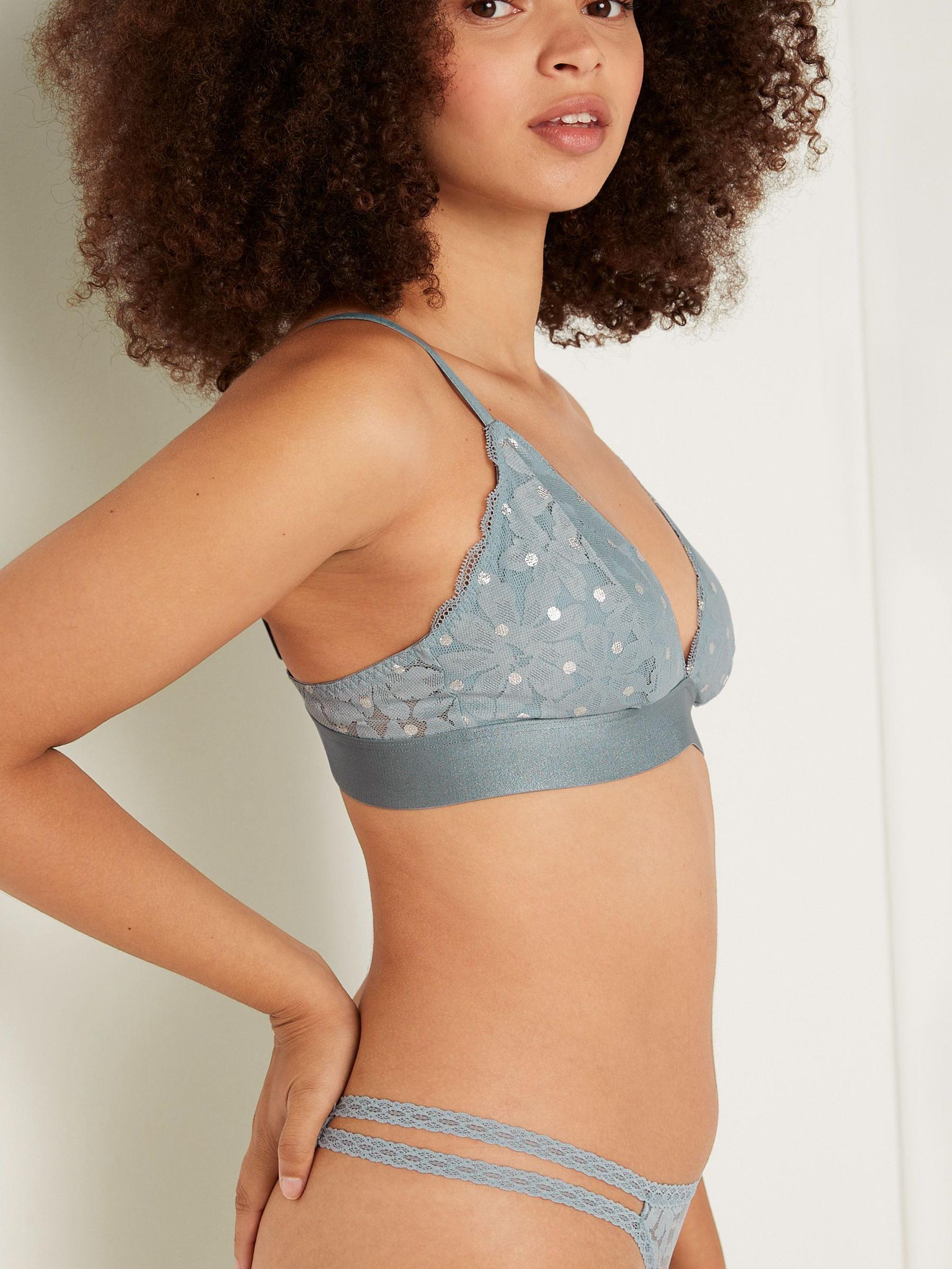 Chalk Blue Dots Regular Cup Lace Unlined Triangle Bralette - Image 3 of 5