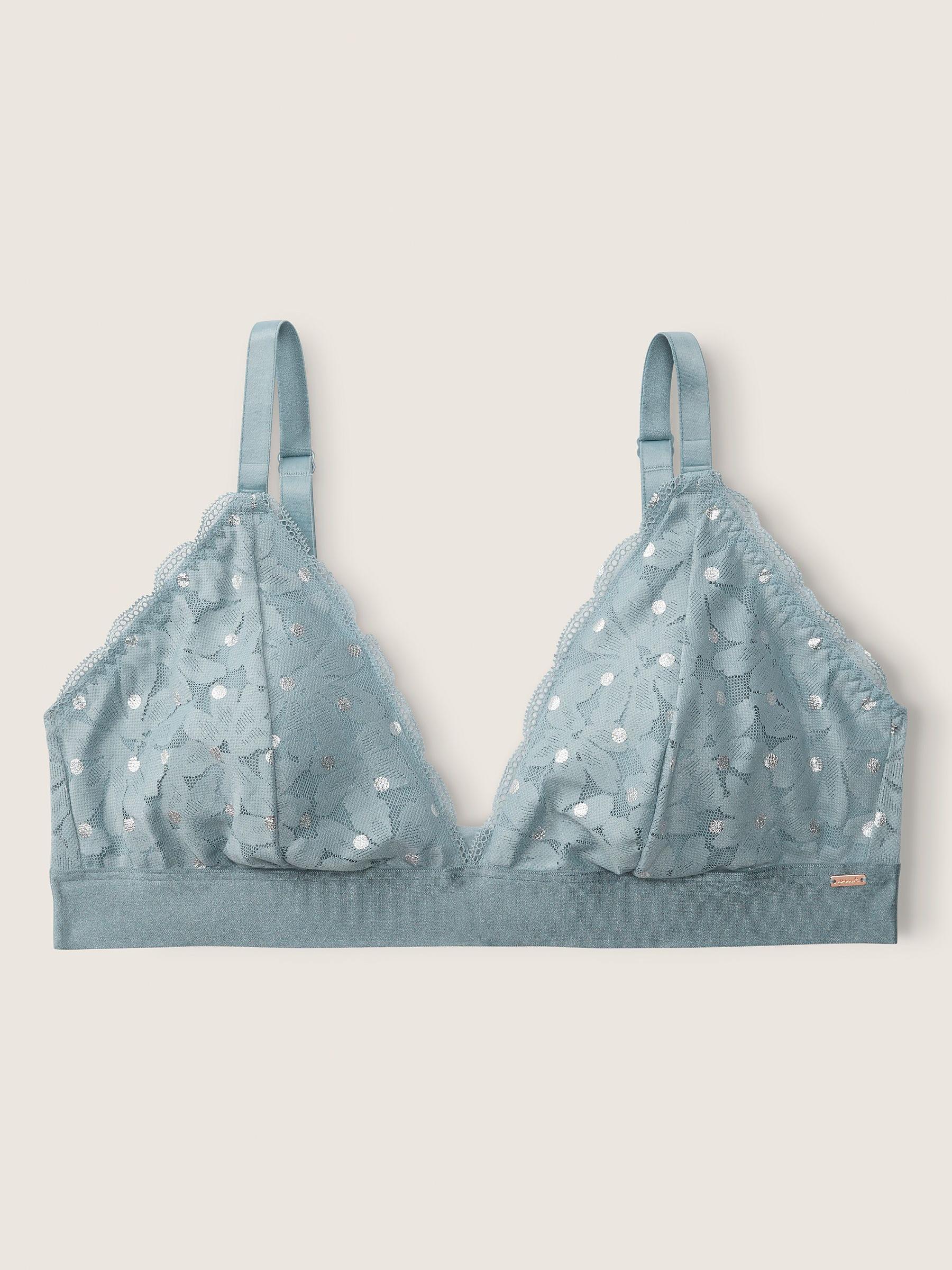 Chalk Blue Dots Regular Cup Lace Unlined Triangle Bralette - Image 4 of 5