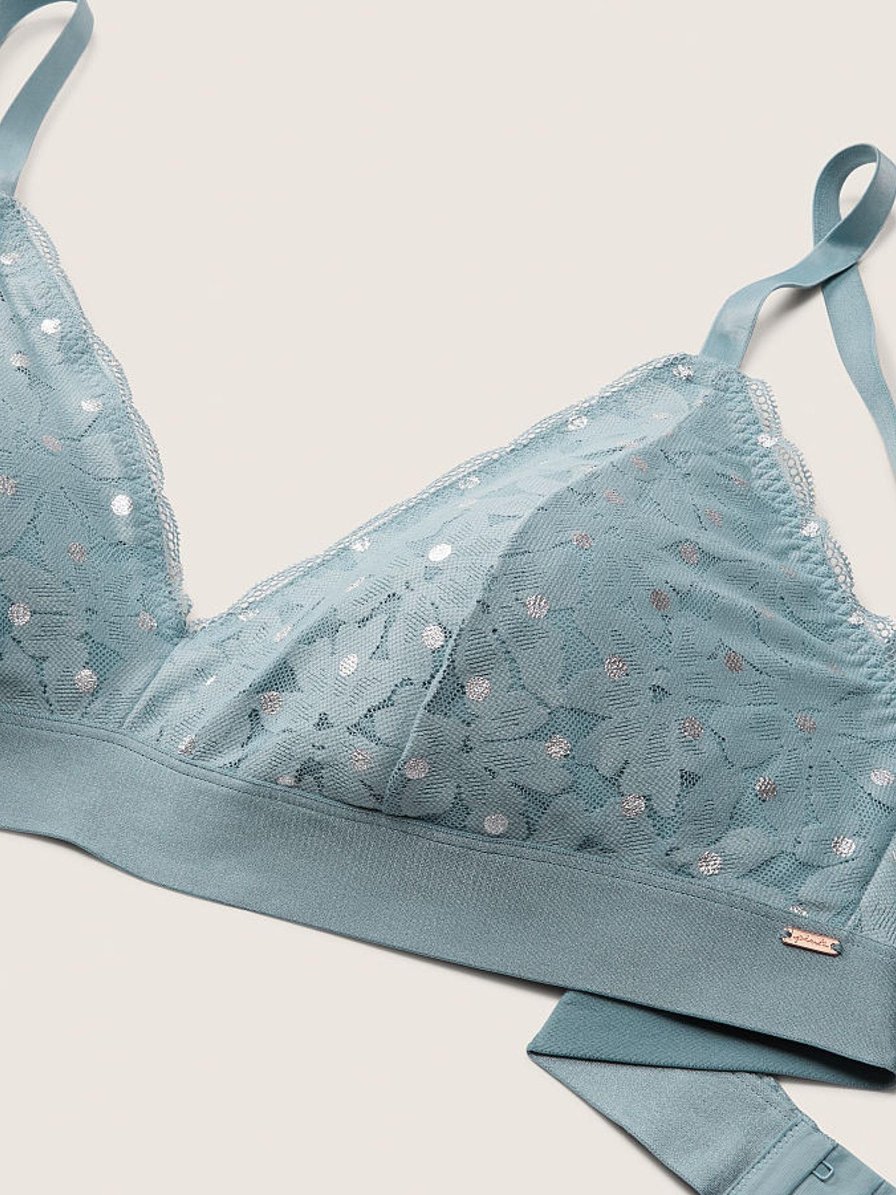 Chalk Blue Dots Regular Cup Lace Unlined Triangle Bralette - Image 5 of 5
