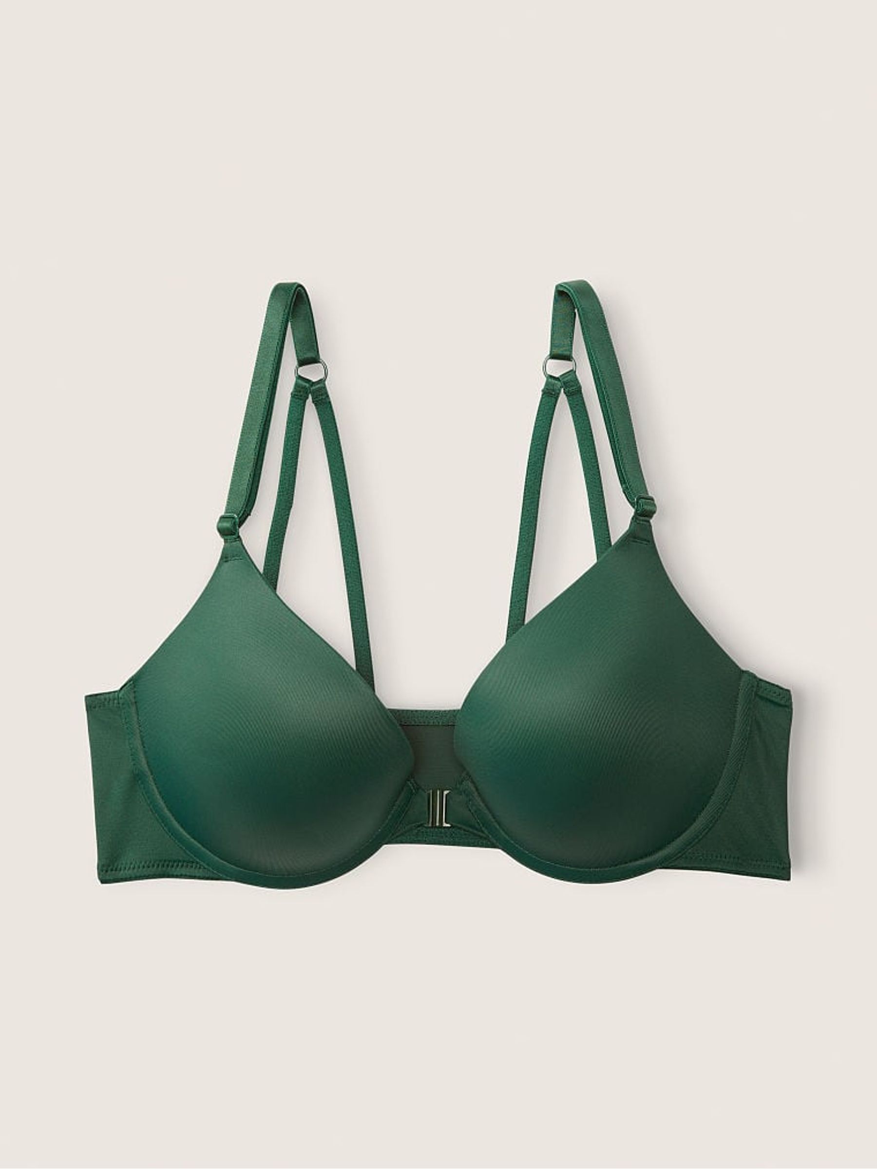 Satin Green Smooth Strappy Shine Strap Back Bra - Image 3 of 4
