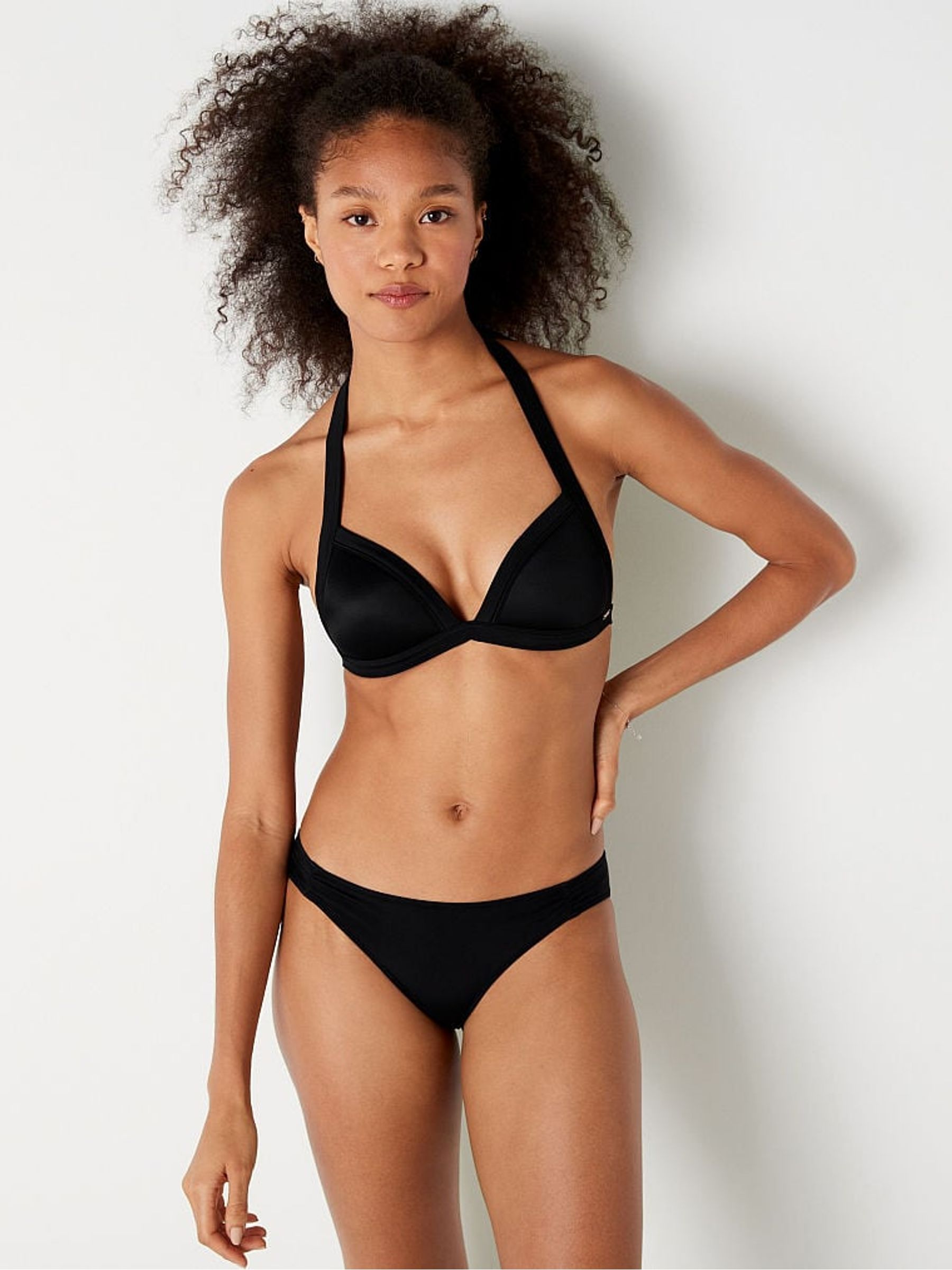 Black Ruched Front Bikini Bottoms - Image 1 of 3