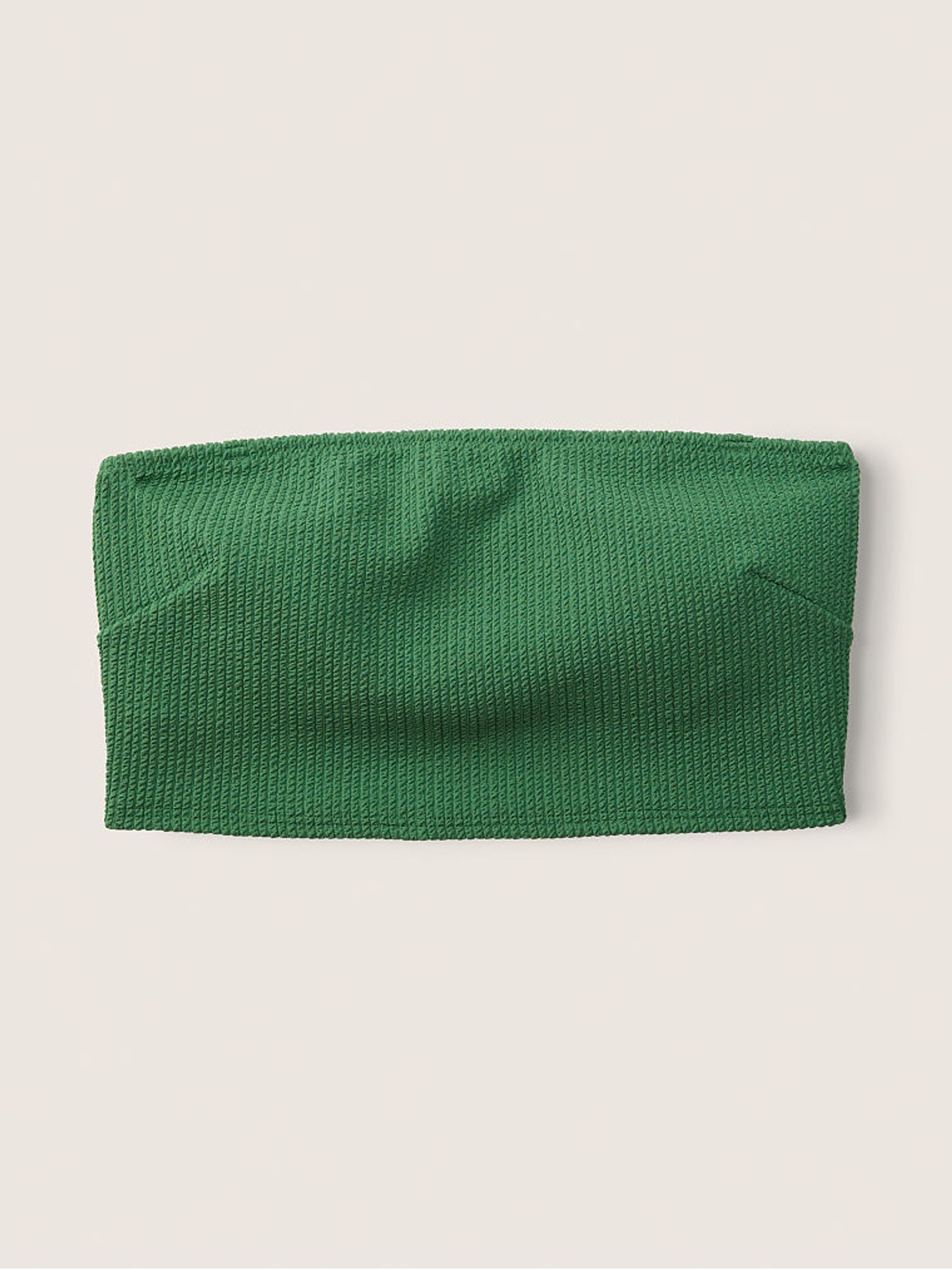 Green Strapless Crinkle Bikini Top - Image 4 of 6