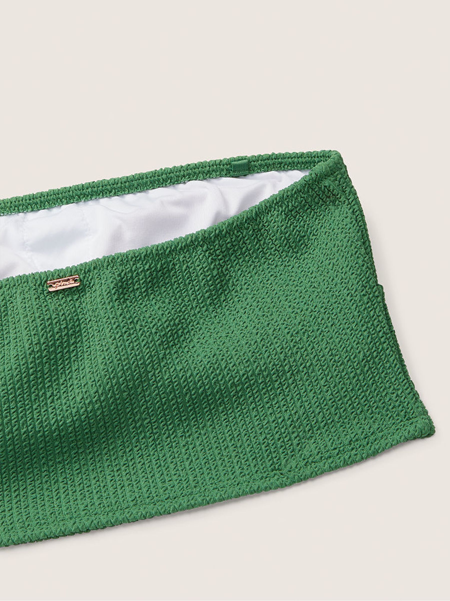 Green Strapless Crinkle Bikini Top - Image 6 of 6