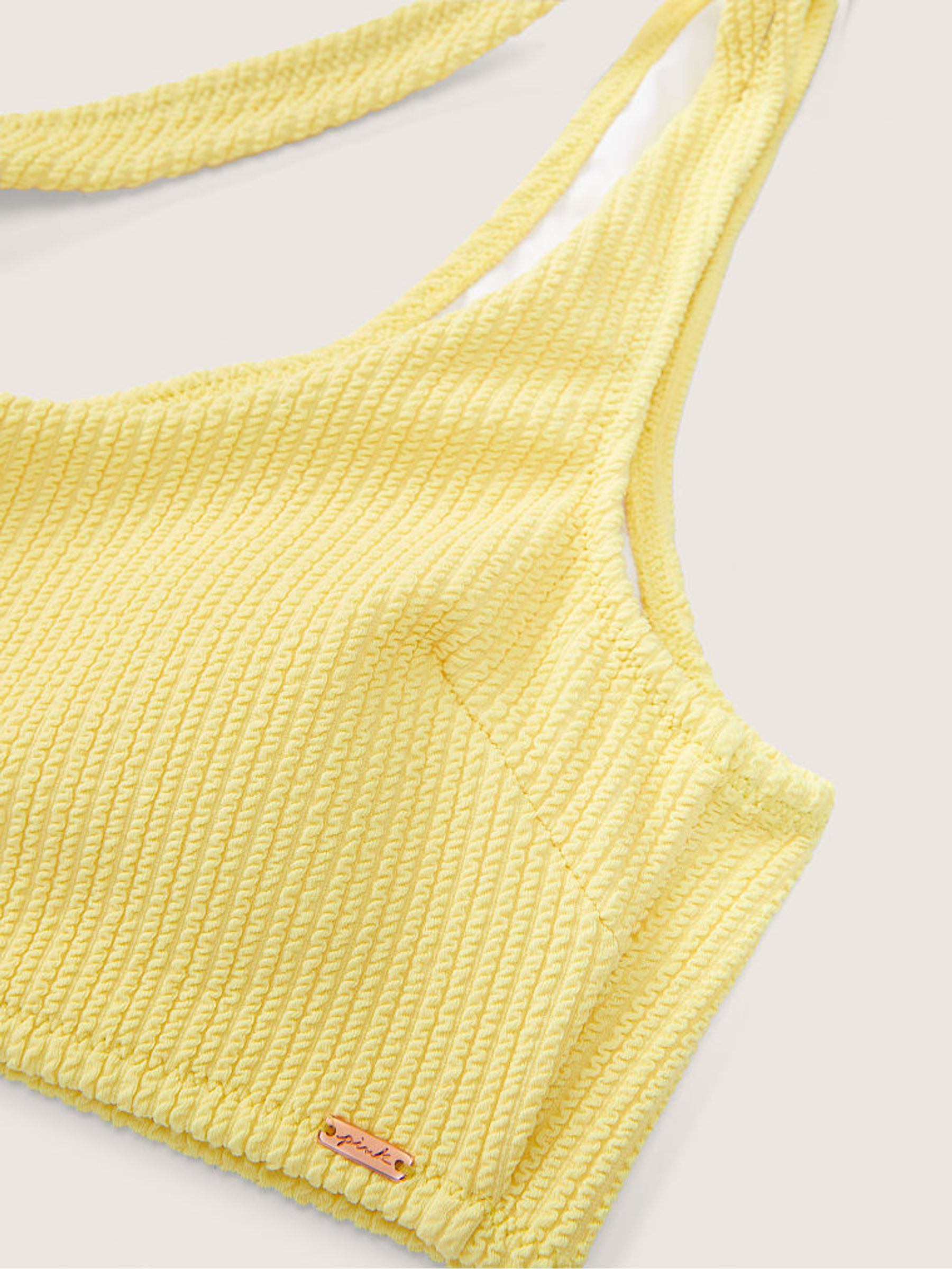 Yellow Crinkle One Shoulder Bikini Top - Image 5 of 5