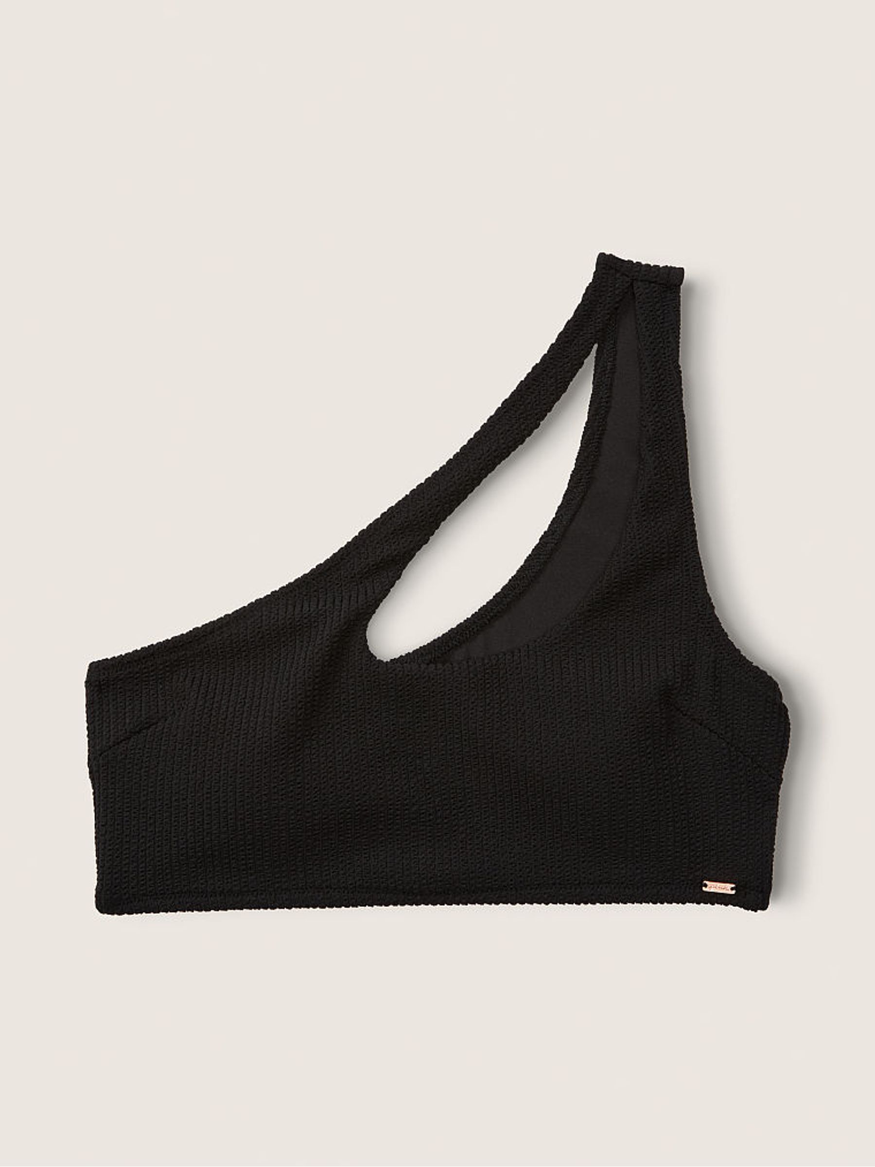 Black Crinkle One Shoulder Bikini Top - Image 4 of 5